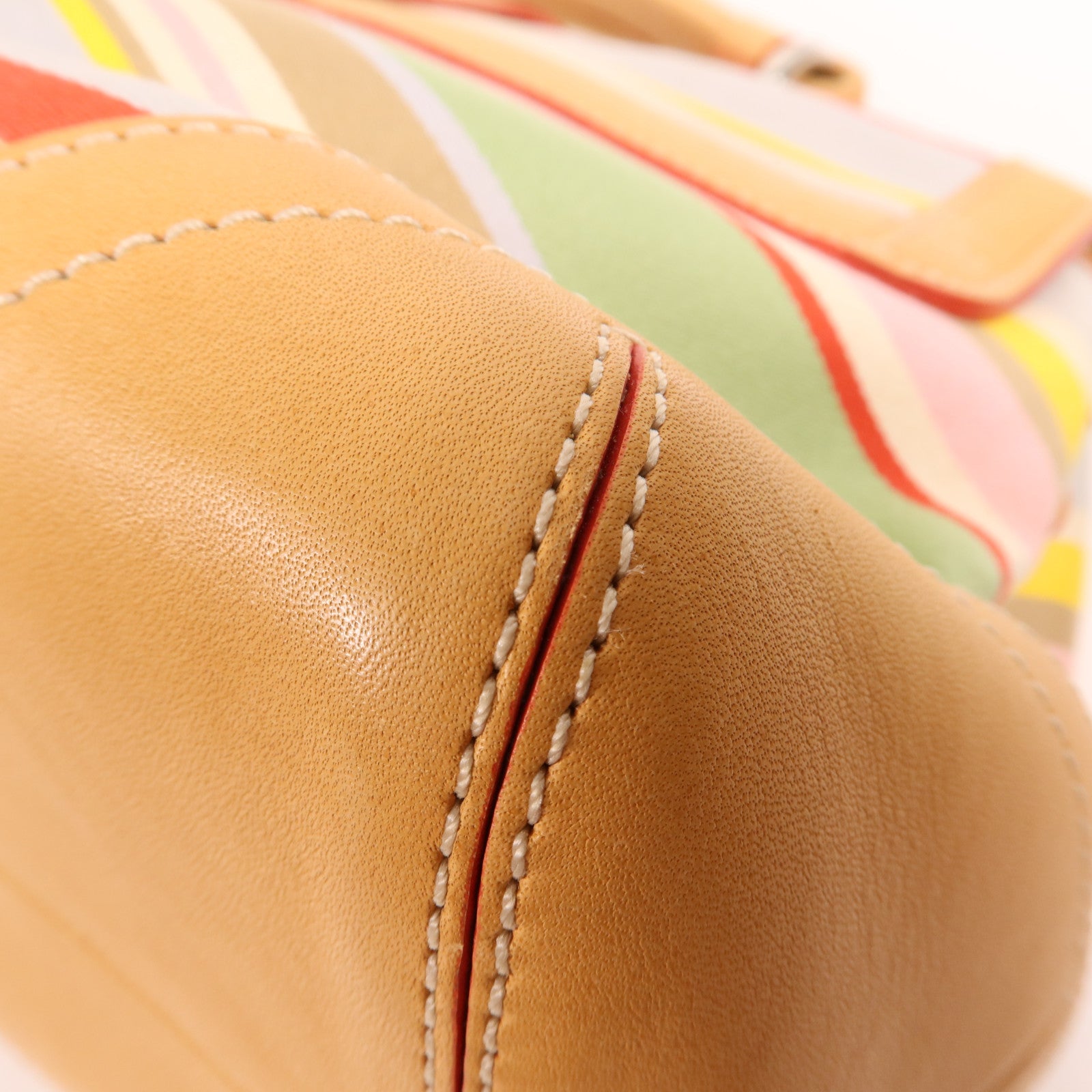 COACH 皮革/棉質Hand Bag銀扣手挽袋