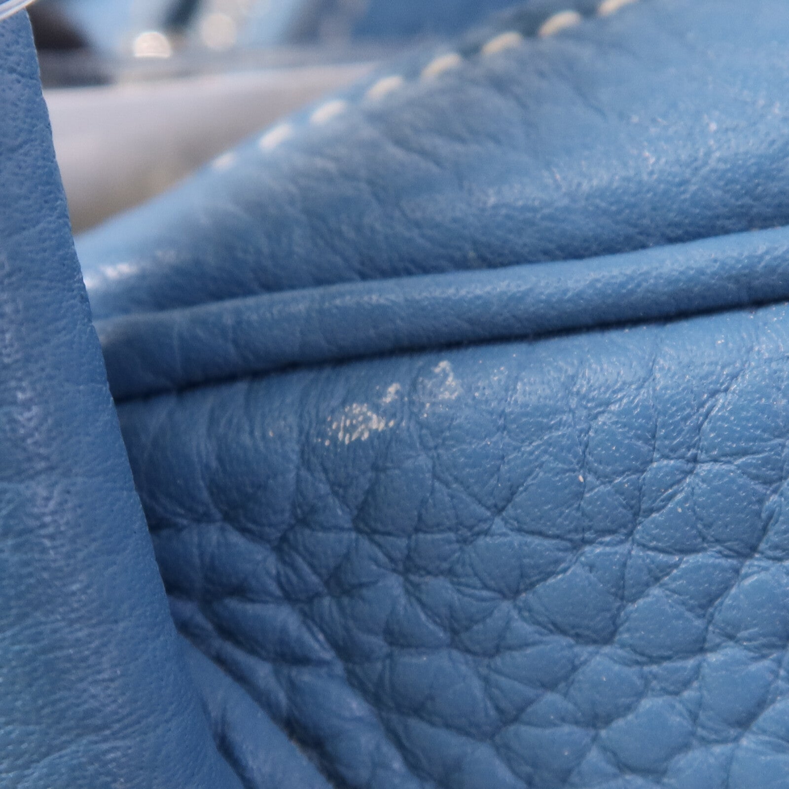 HERMES Clemence皮革Lindy 30銀扣手挽肩背兩用袋Bleu Jean