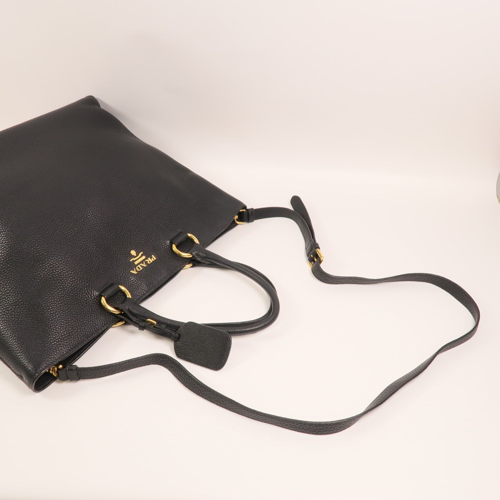 PRADA 牛皮皮革Vitello Phoenix金扣手挽肩背兩用袋