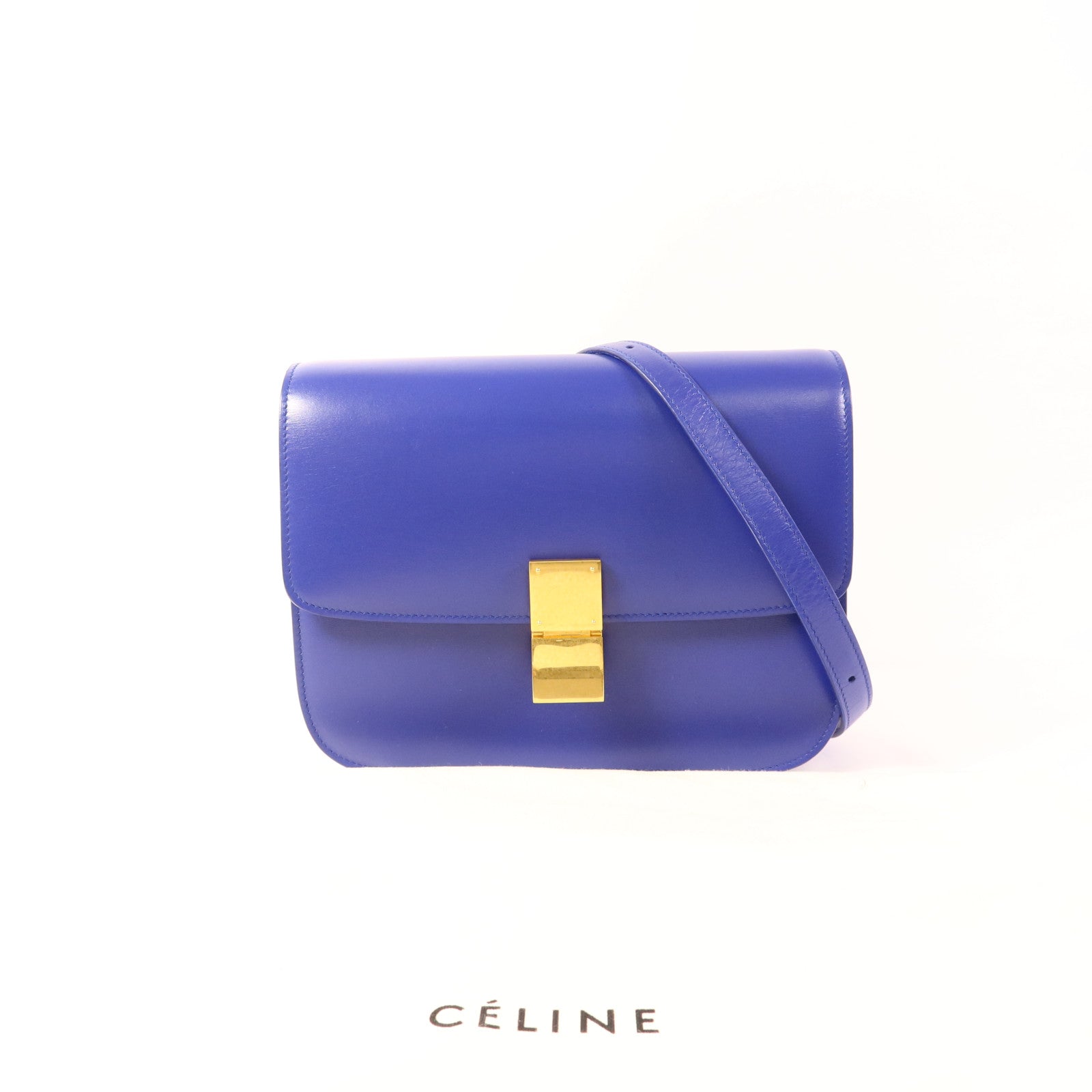 CELINE 牛皮皮革Classic Box M金扣肩背袋