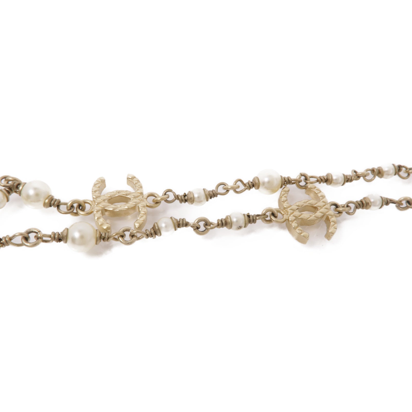CHANEL 金屬/仿珍珠Necklace金扣項鍊