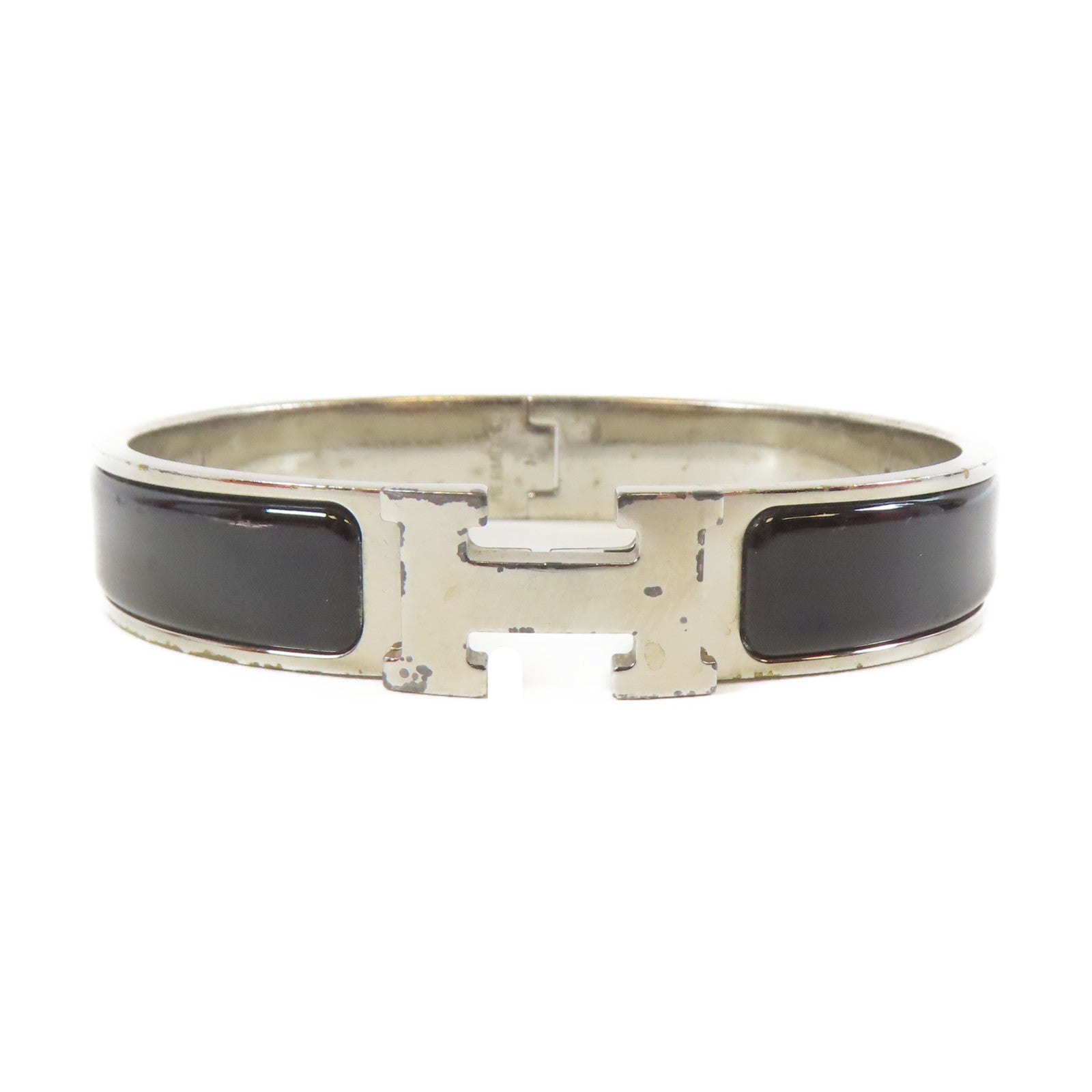 HERMES 金屬Clic H Bracelet手鐲黑色#17cm