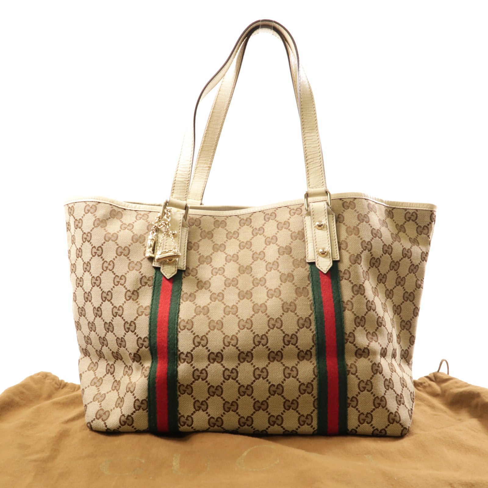 GUCCI GG GHW Sherry Line Tote Bag Shoulder Bag 139260 Canvas Brown