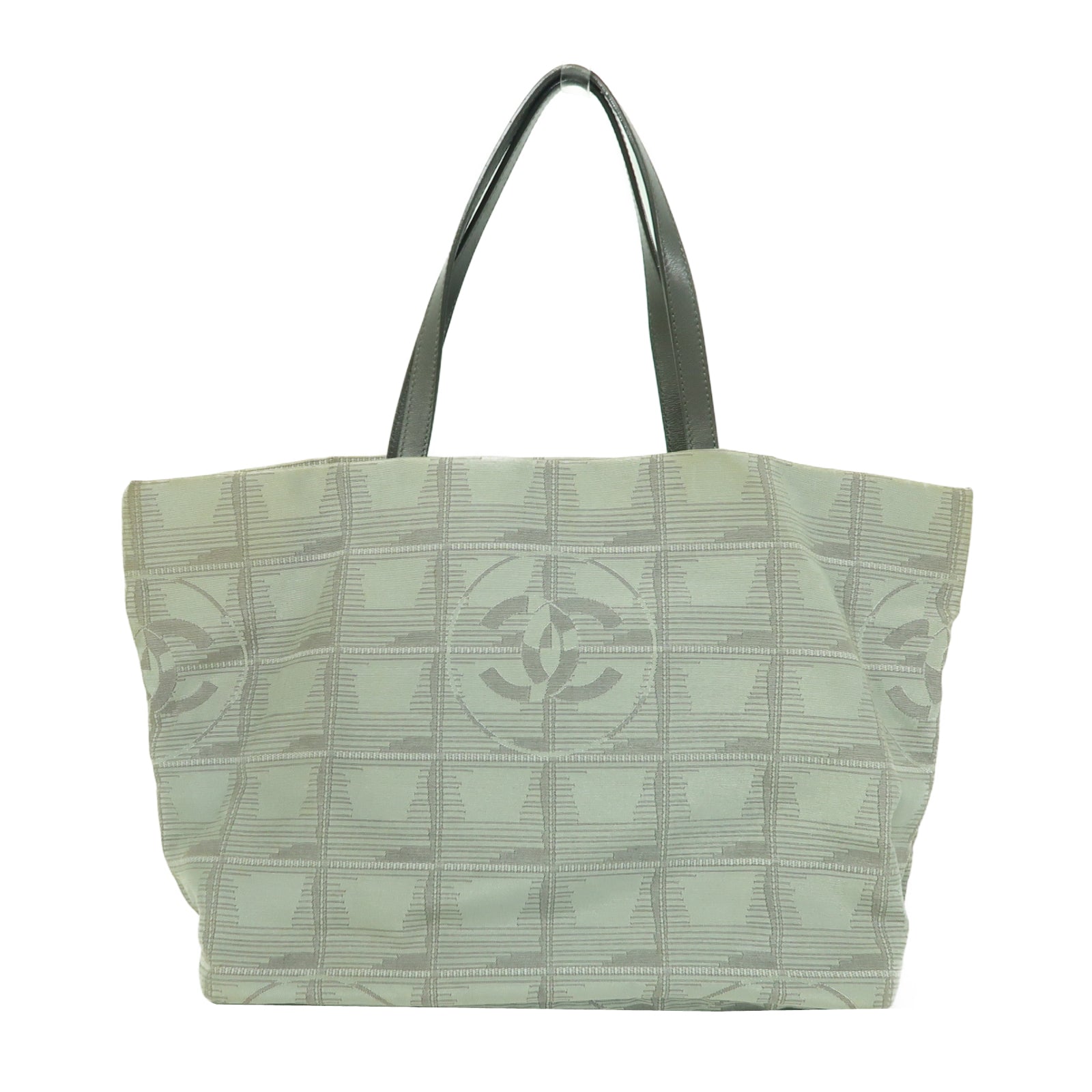 CHANEL 尼龍Tote Bag銀扣手挽袋灰色