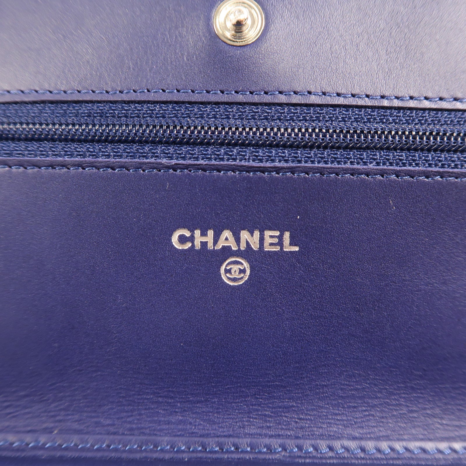 CHANEL CC SHW WOC Wallet On Chain Shoulder Bag Calfskin Leather Blue