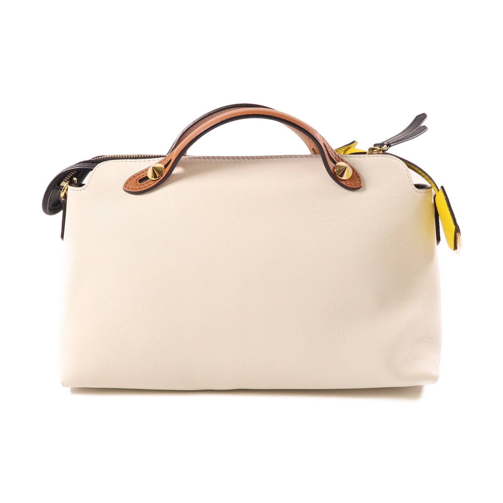 FENDI 牛皮皮革Shoulder Bag金扣手挽肩背兩用袋白色/啡色/黑色