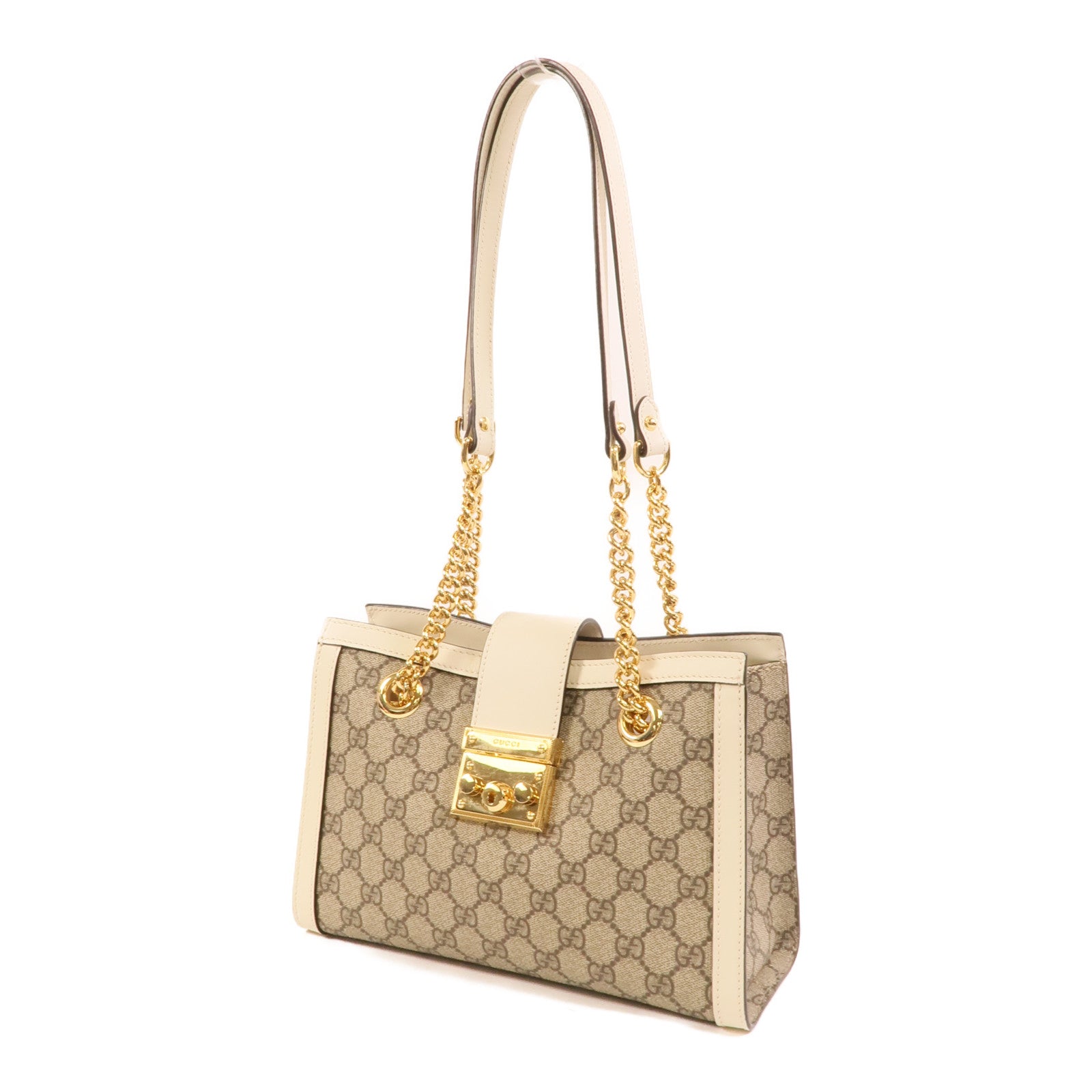 GUCCI 塗層帆布Padlock鏈帶肩背袋