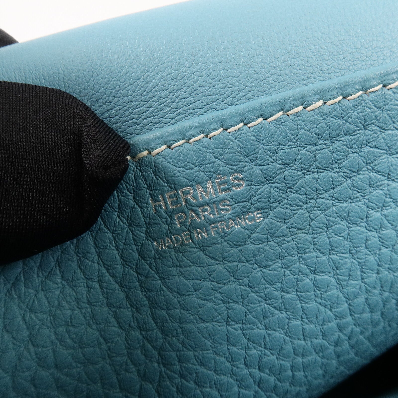 HERMES Clemence皮革Halzan 31手挽肩背兩用袋Bleu Atoll