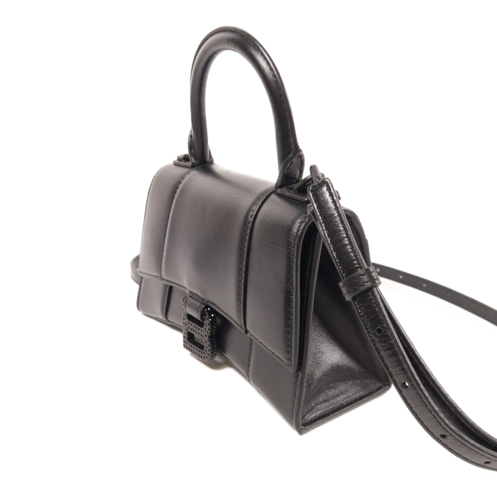 BALENCIAGA 牛皮皮革Hourglass XS銀扣手挽肩背兩用袋