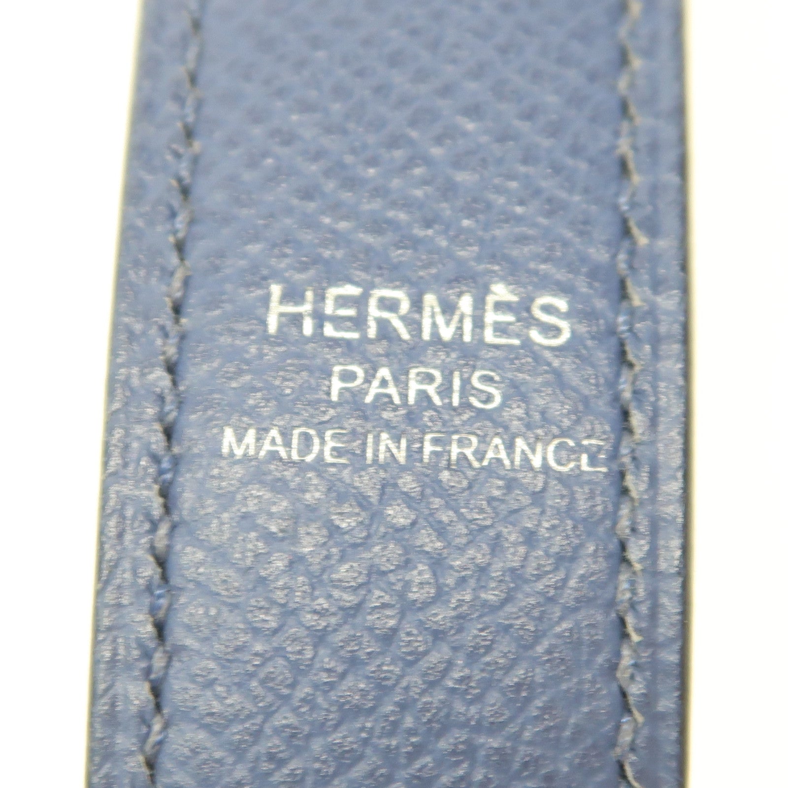 HERMES Epsom皮革Shoulder Strap銀扣肩背帶Bleu France