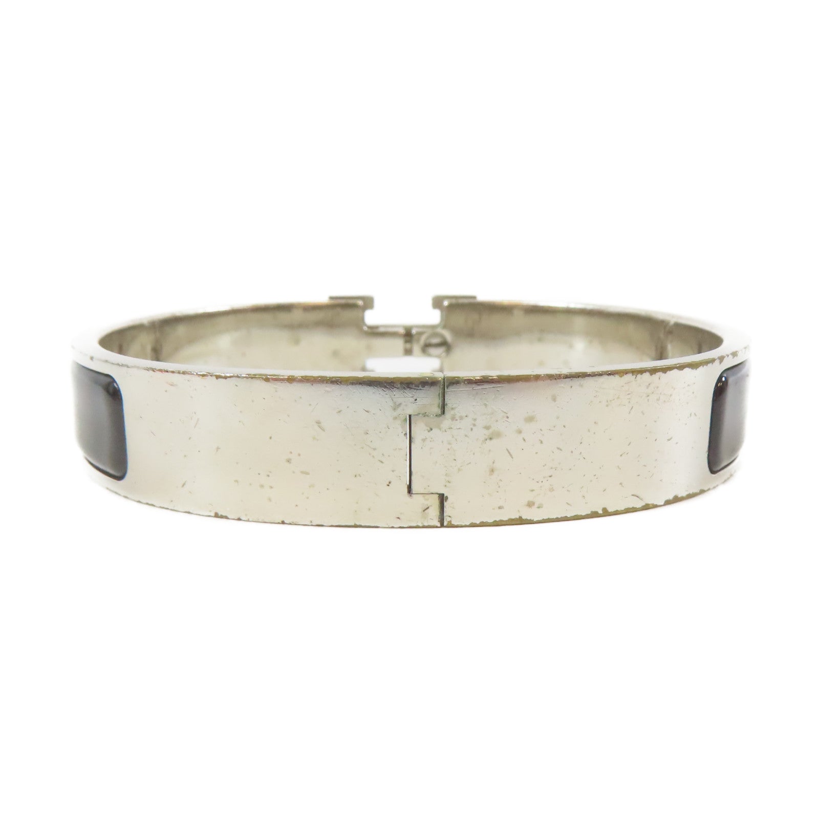 HERMES 金屬Clic H Bracelet手鐲黑色#17cm