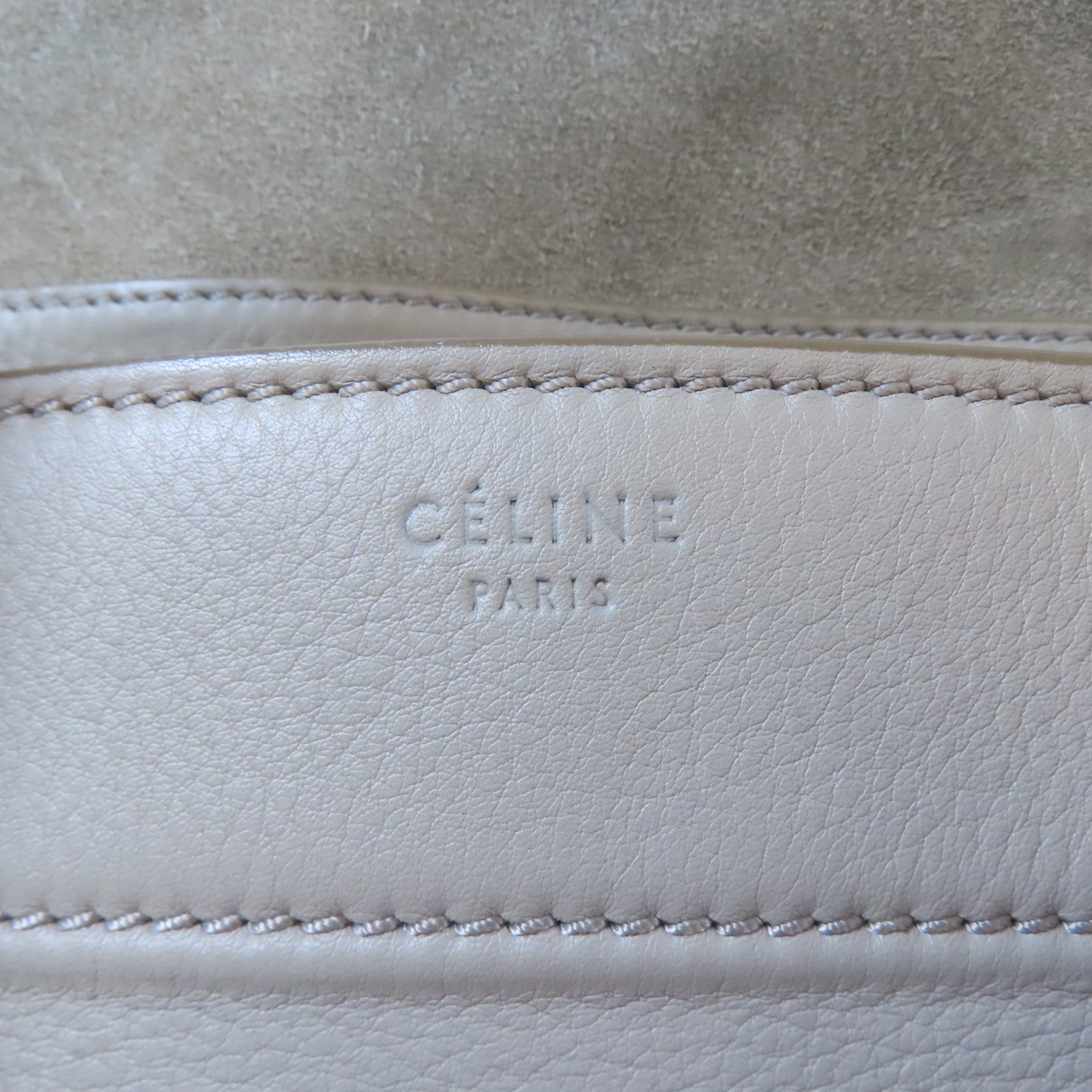 CELINE 牛皮皮革Nano Luggage Bag金扣肩背袋杏色