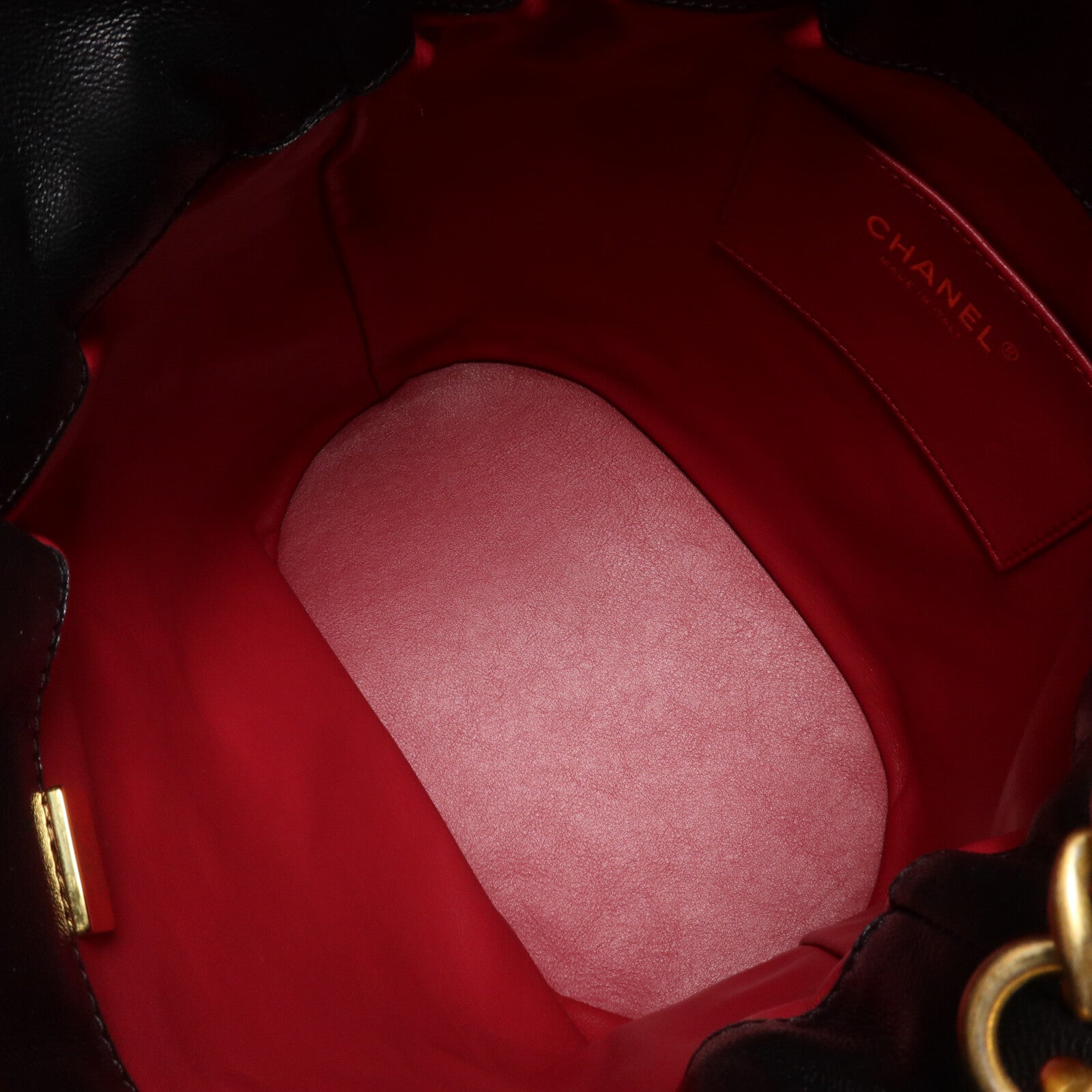 CHANEL 羊皮皮革Bucket Bag鏈帶手挽肩背兩用袋