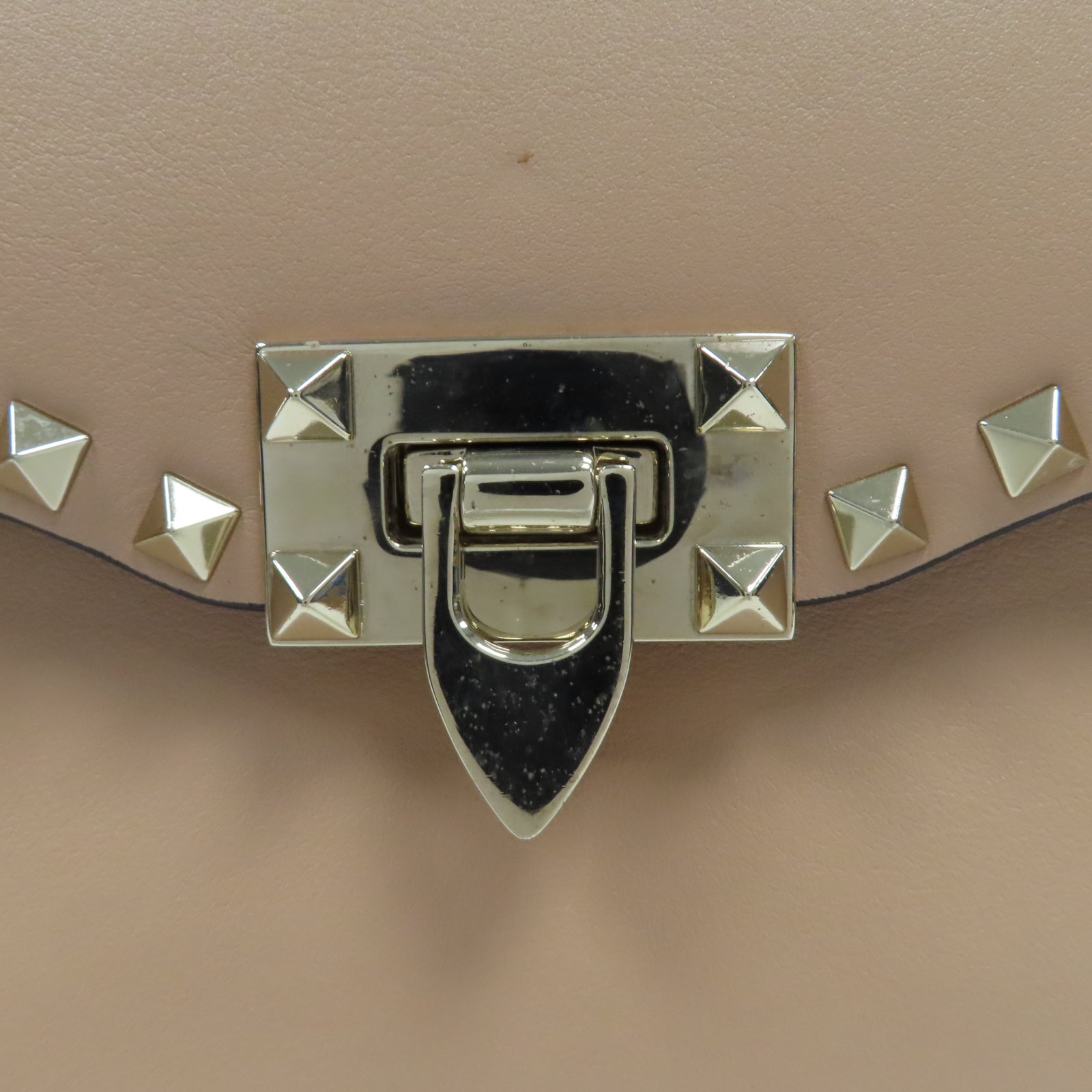 Valentino 窩釘羊皮皮革Shoulder Bag金扣肩背袋杏色