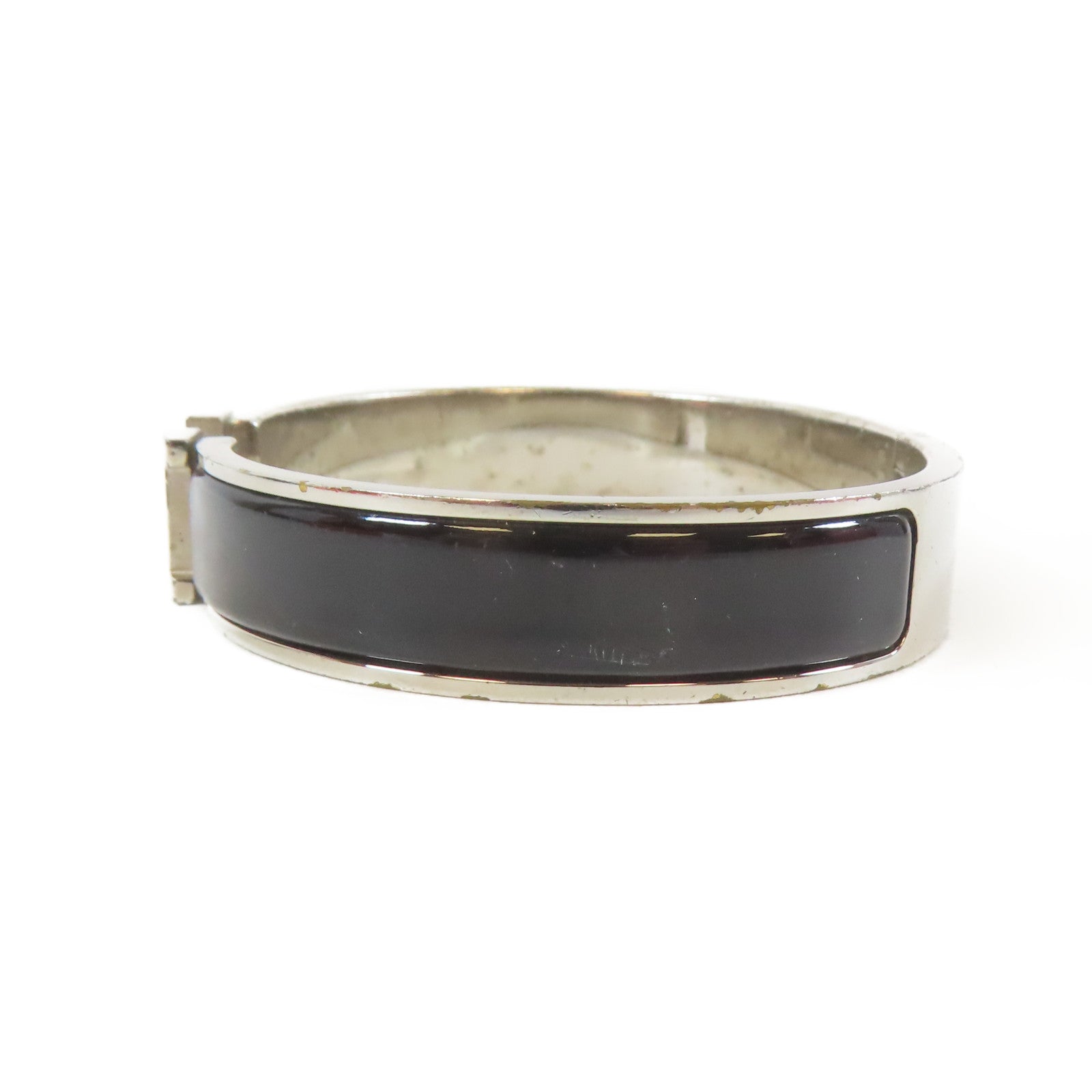 HERMES 金屬Clic H Bracelet手鐲黑色#17cm