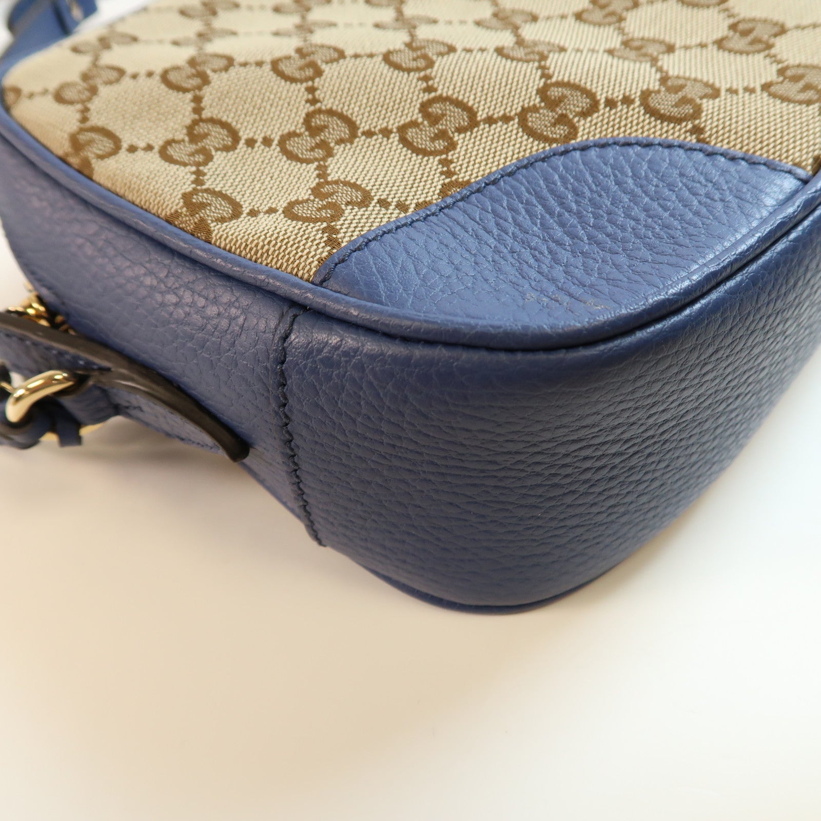 GUCCI GG GHW Shoulder Bag Canvas 449413 Blue