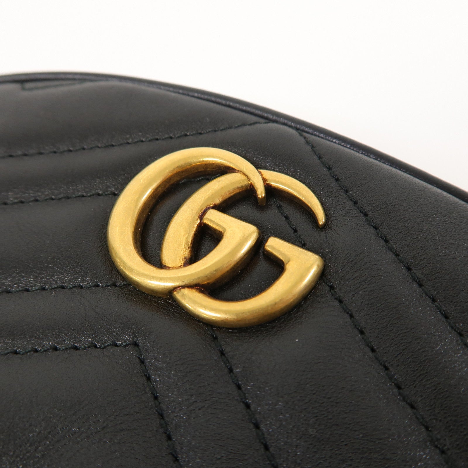 GUCCI GG GHW Waist Bag 476434 Calfskin Leather Black