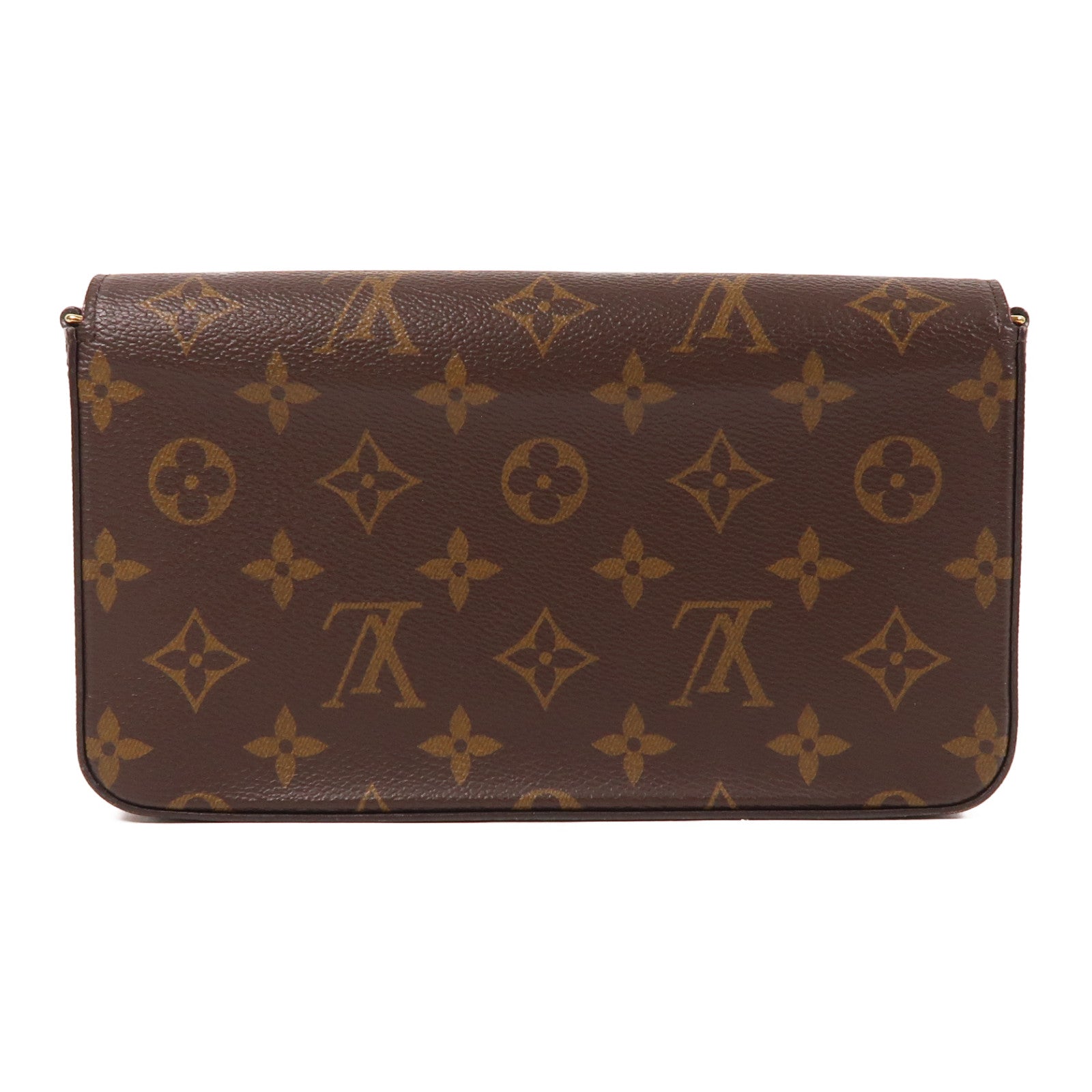 LOUIS VUITTON Monogram Pochette Felicie金扣鏈帶肩背袋棕色