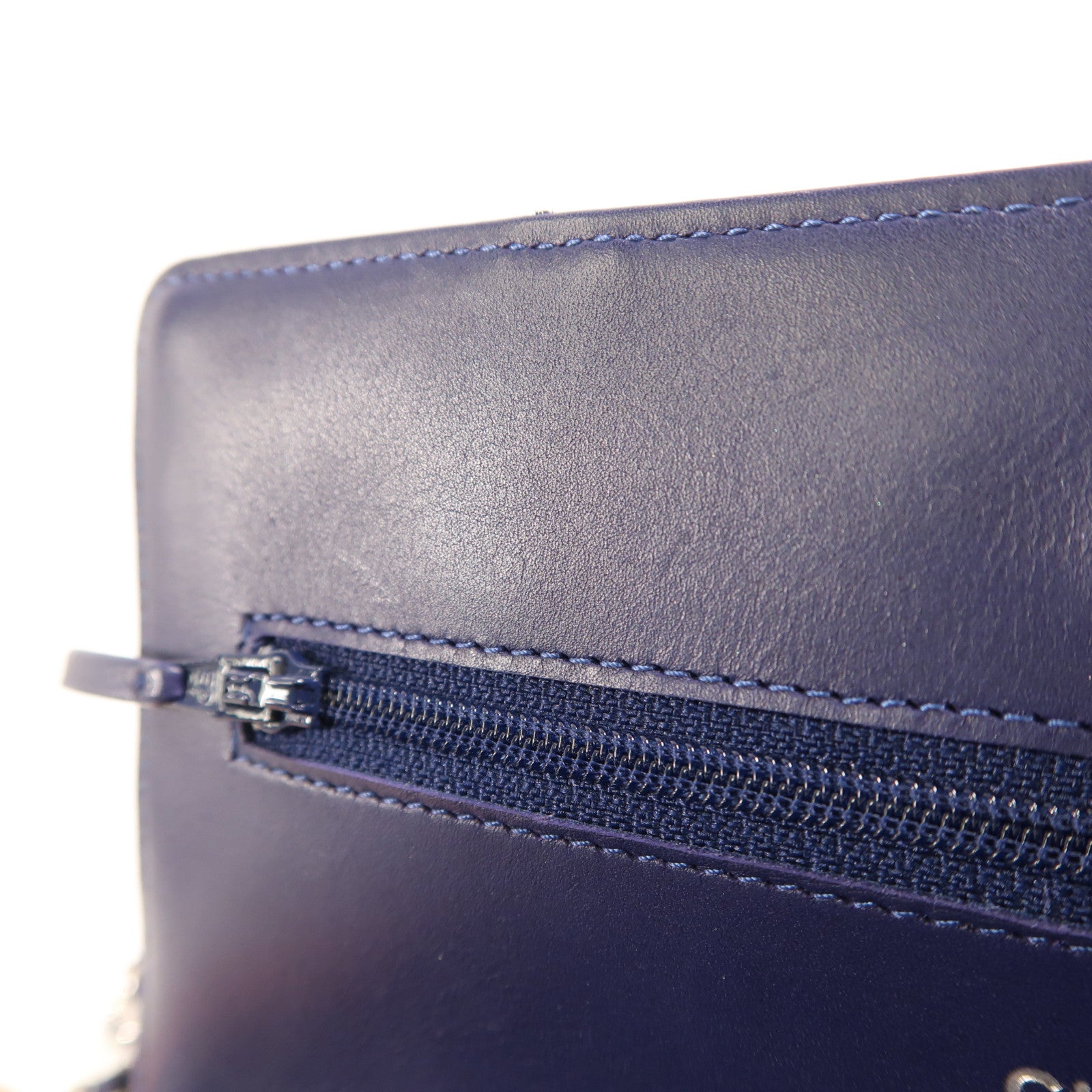 CHANEL CC SHW WOC Wallet On Chain Shoulder Bag Calfskin Leather Blue