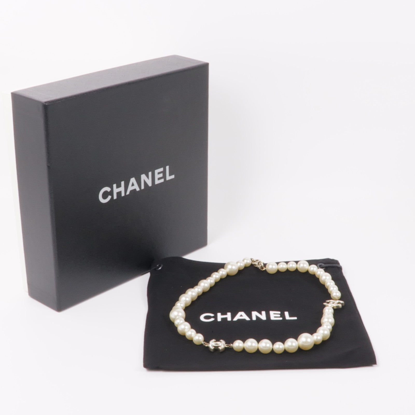 CHANEL 金屬/仿珍珠Necklace銀扣項鍊