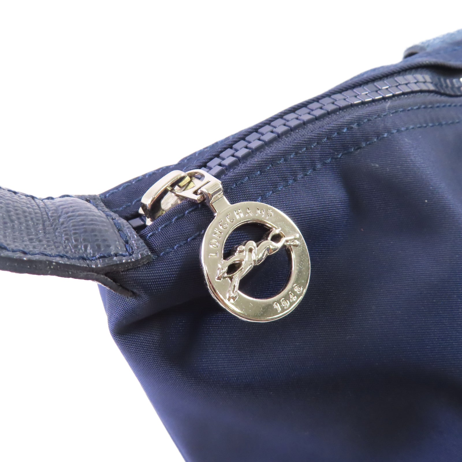 Longchamp 尼龍Tote Bag銀扣肩背袋寶藍色