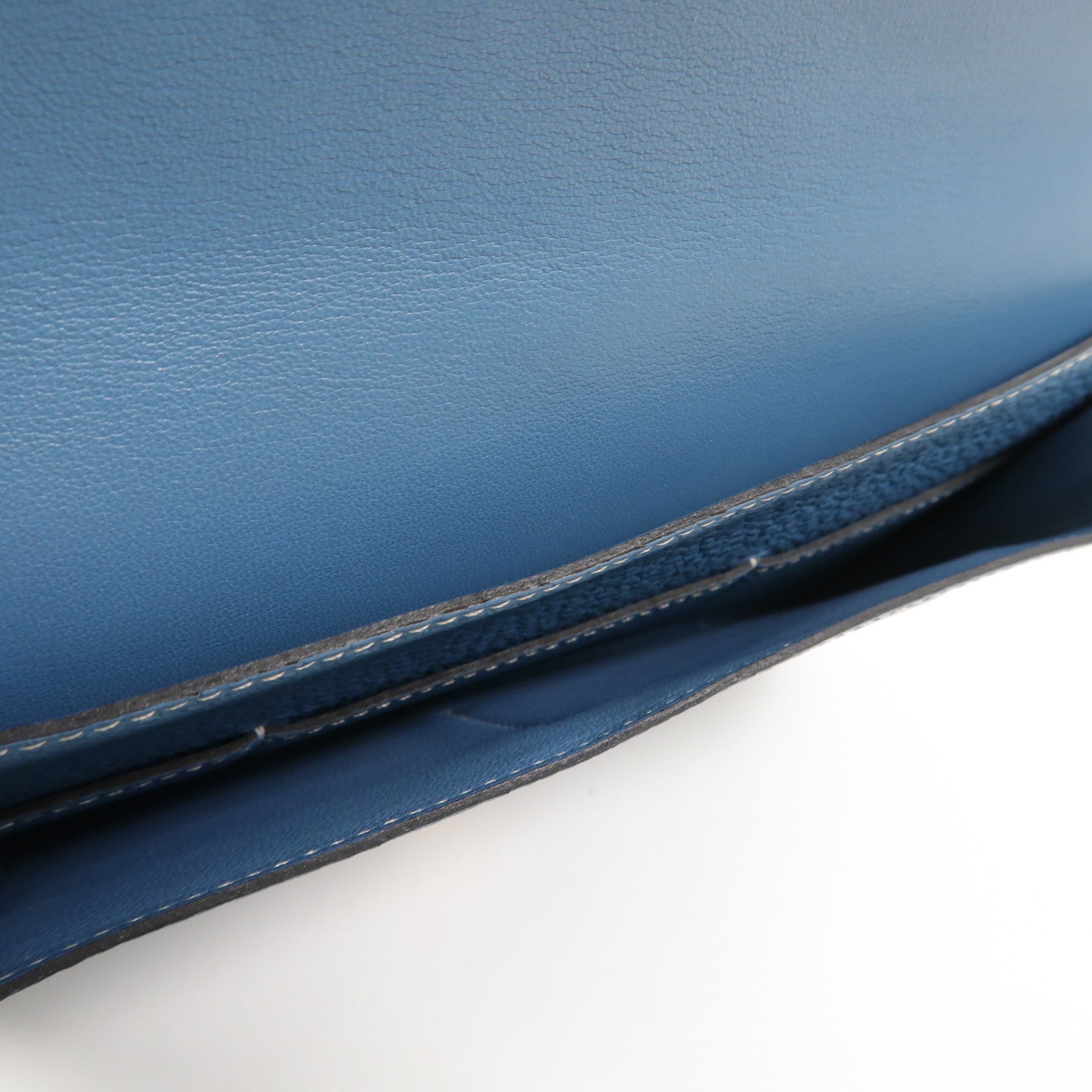 HERMES Clemence皮革Dogon GM長錢包Bleu Jean