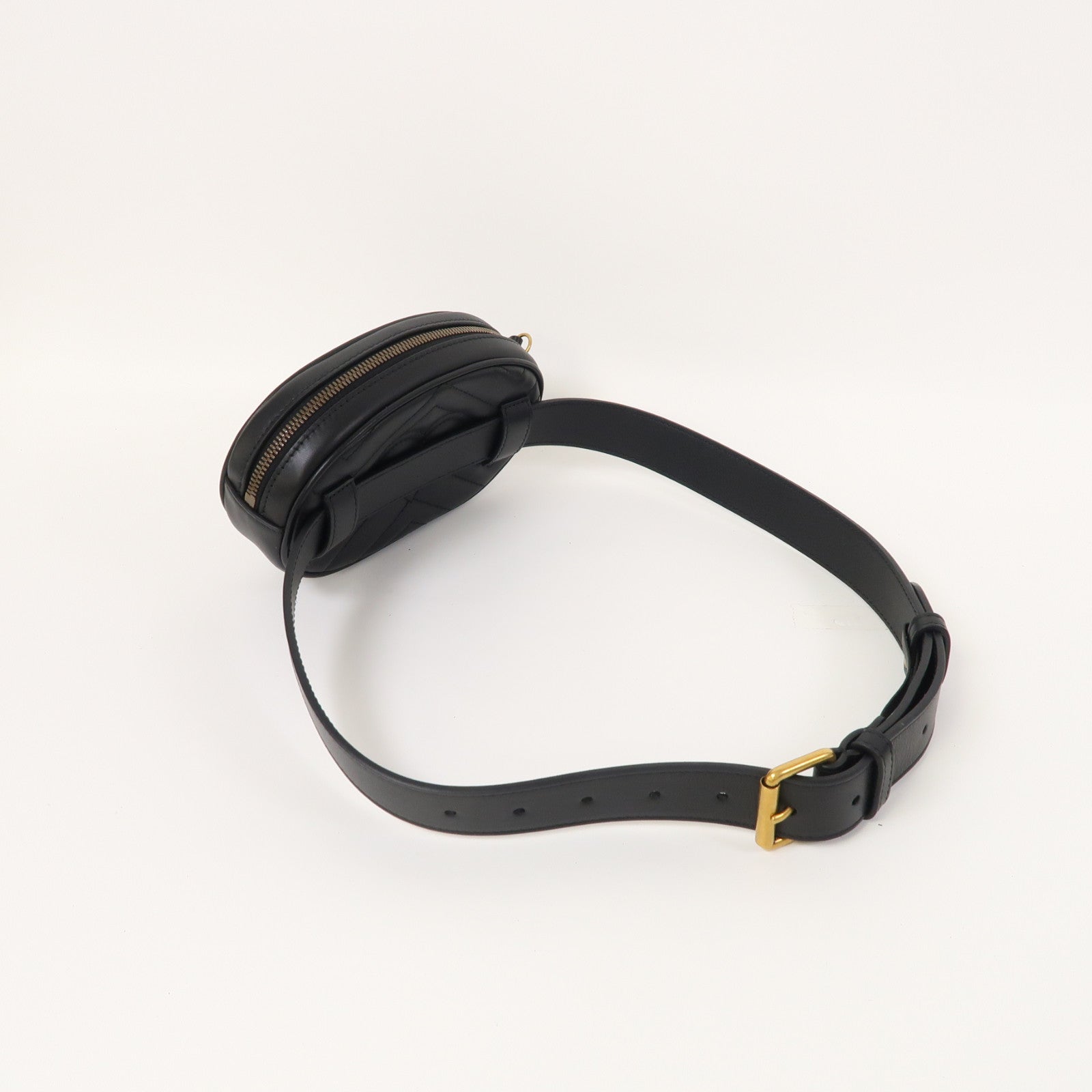 GUCCI GG GHW Waist Bag 476434 Calfskin Leather Black