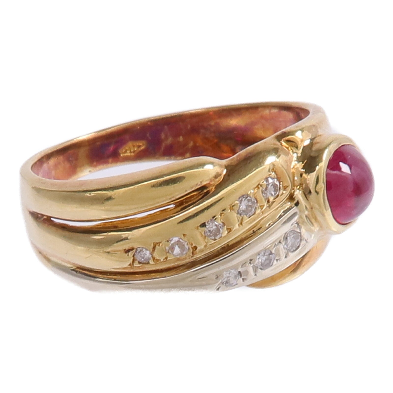 JEWELRY 18K黃金/白金Ruby Diamond Ring紅寶石/鑽石戒指US#5.5