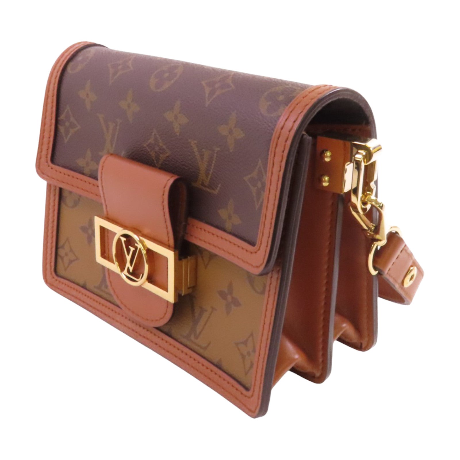 LOUIS VUITTON Monogram Reverse Mini Dauphine金扣肩背袋