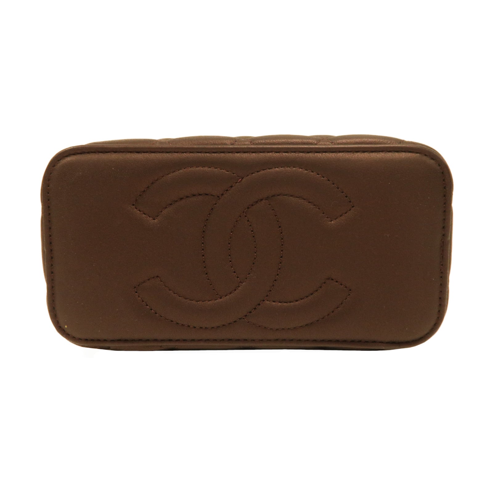 CHANEL 菱格羊皮皮革Top Handle Vanity金扣手挽肩背兩用袋紫色