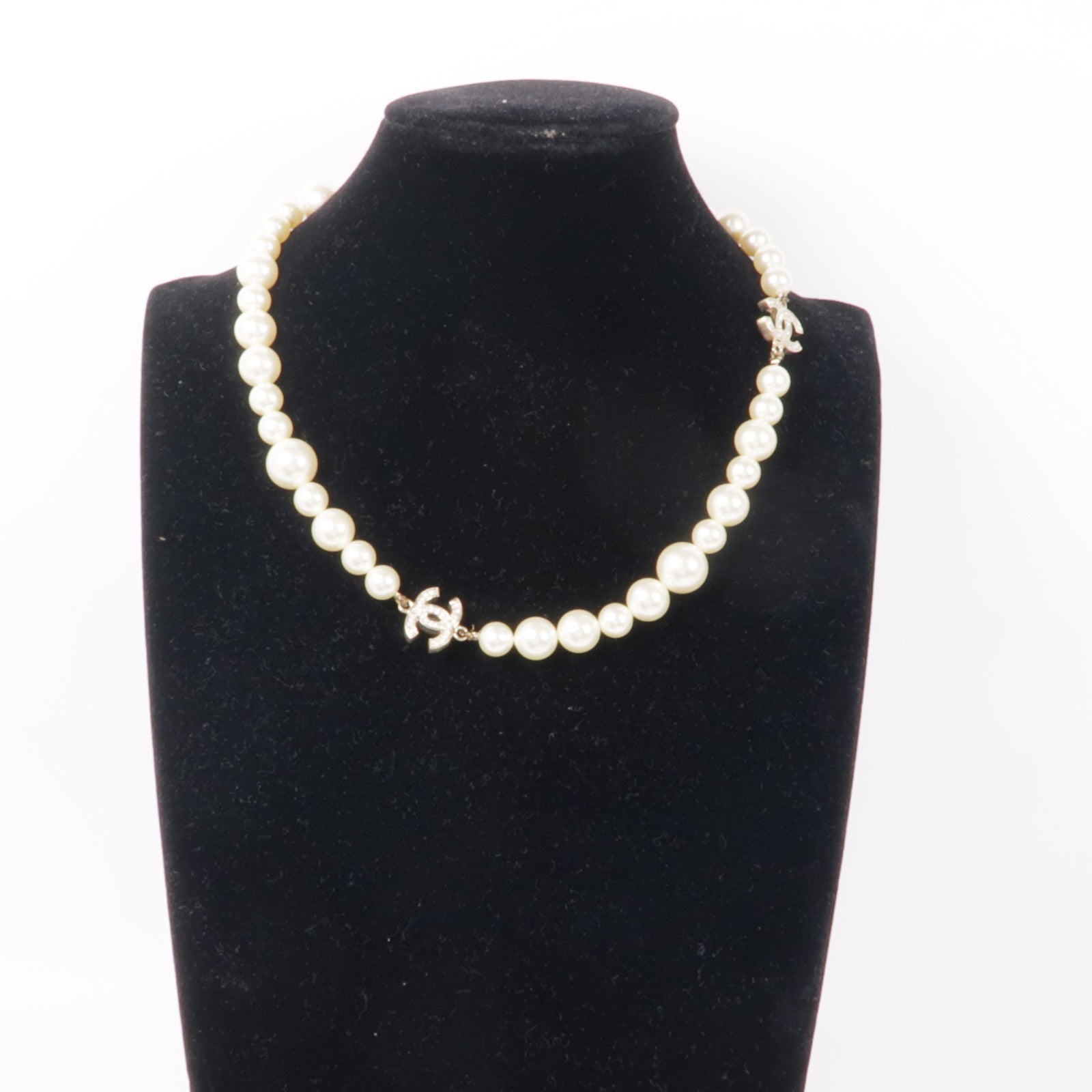 CHANEL 金屬/仿珍珠Necklace銀扣項鍊