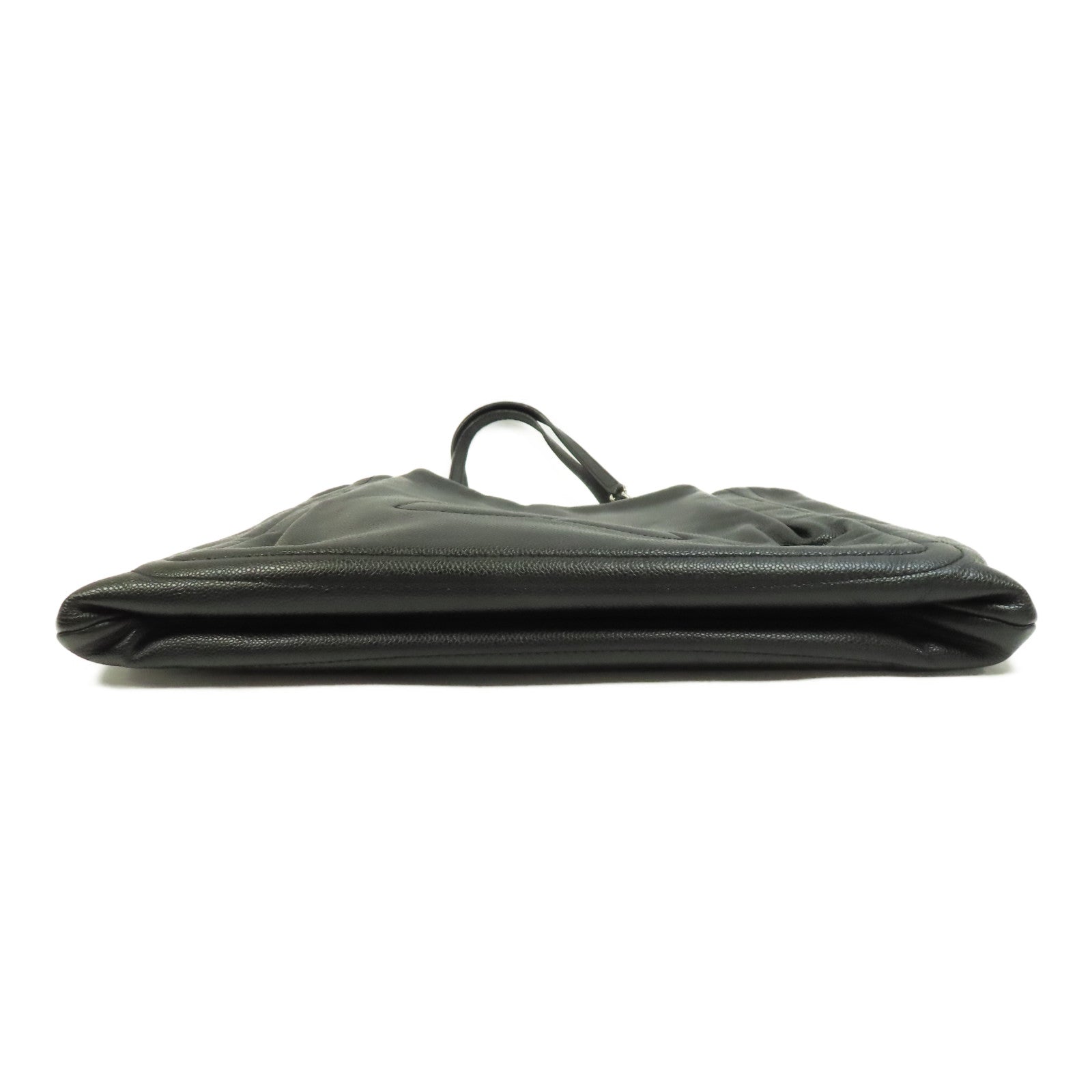 CHANEL Caviar皮革Shoulder Bag銀扣鏈帶肩背袋黑色