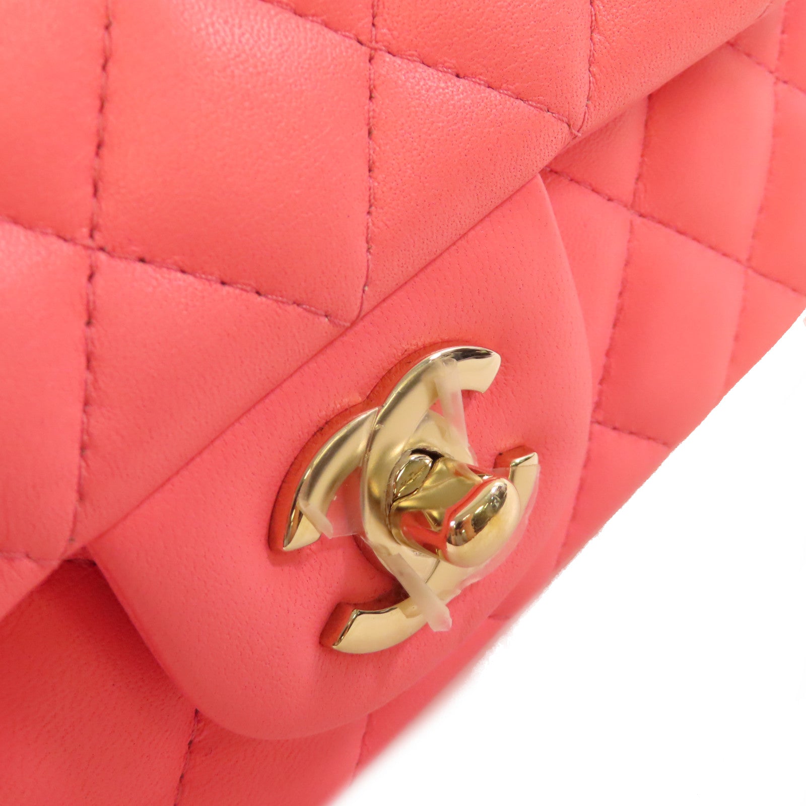 CHANEL 菱格羊皮皮革Classic Flap 20cm Chain Shoulder Bag金扣鏈帶肩背袋粉紅色