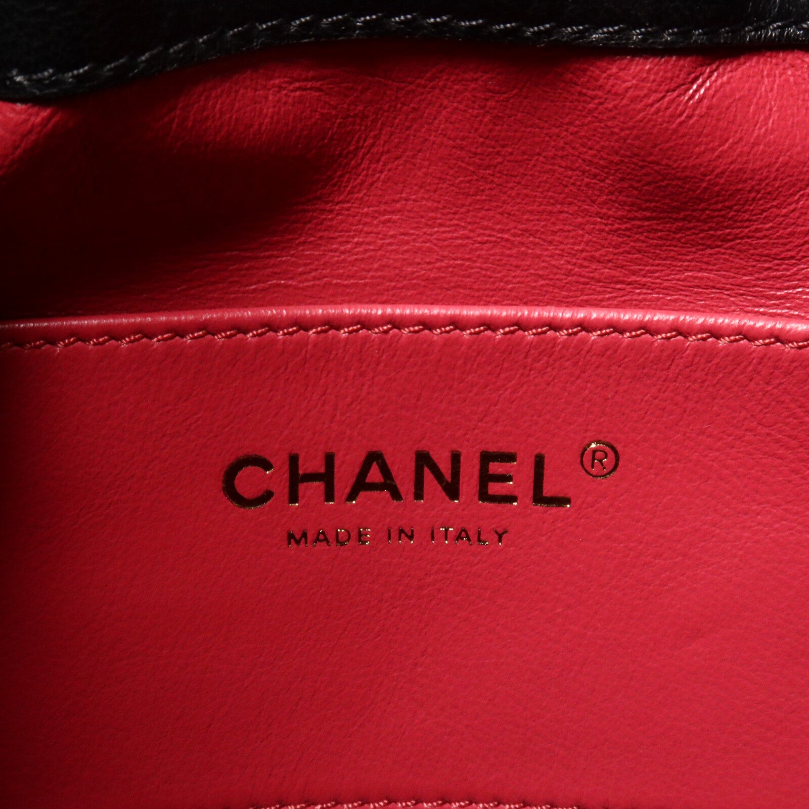 CHANEL 羊皮皮革Bucket Bag鏈帶手挽肩背兩用袋