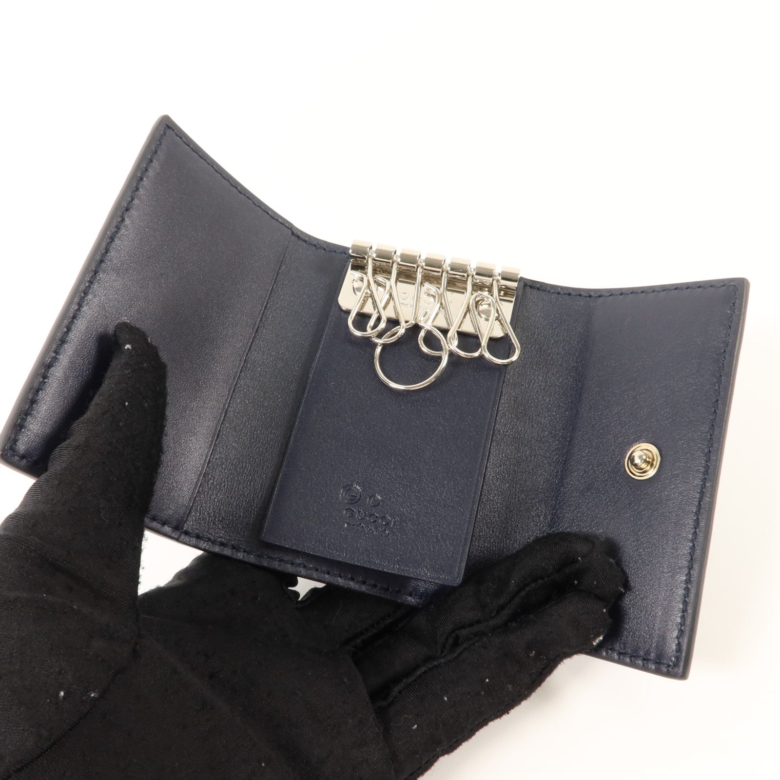 GUCCI 牛皮皮革Micro Guccissima Key Case 6金扣鎖匙包