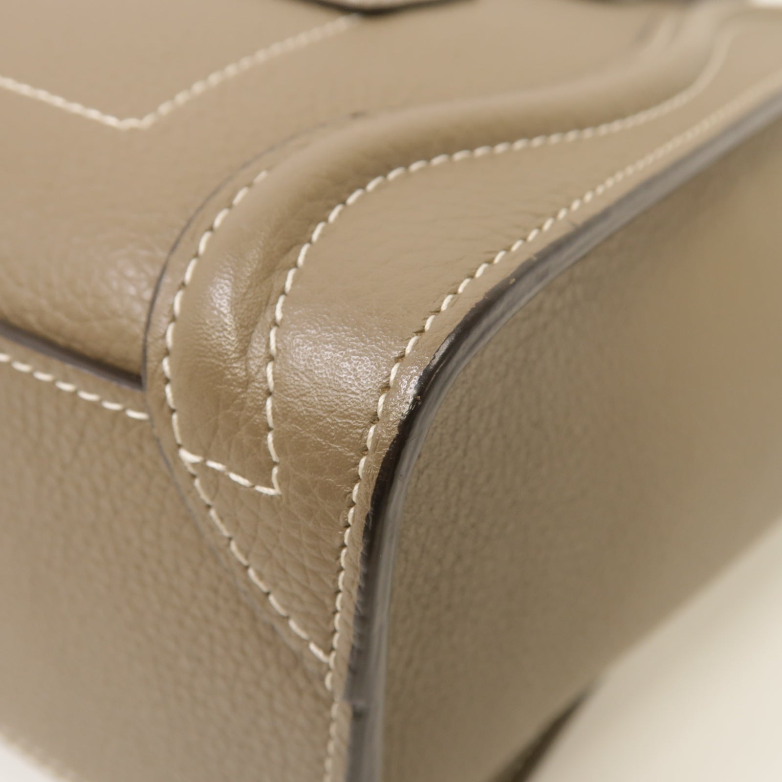 CELINE 【激減優惠】牛皮皮革Nano Luggage銀扣手挽肩背兩用袋米灰色
