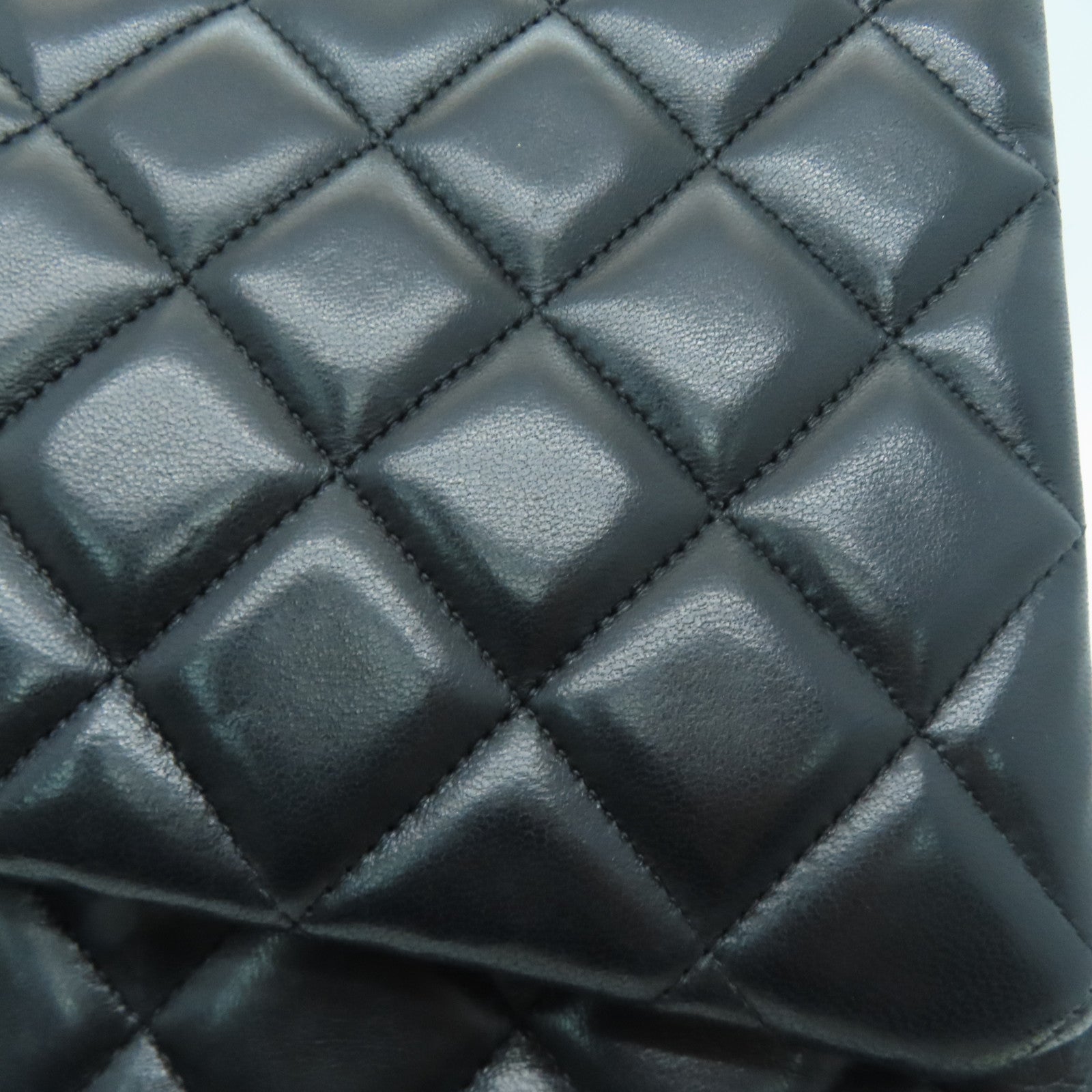 CHANEL 菱格羊皮皮革Classic银扣链带肩背袋黑色