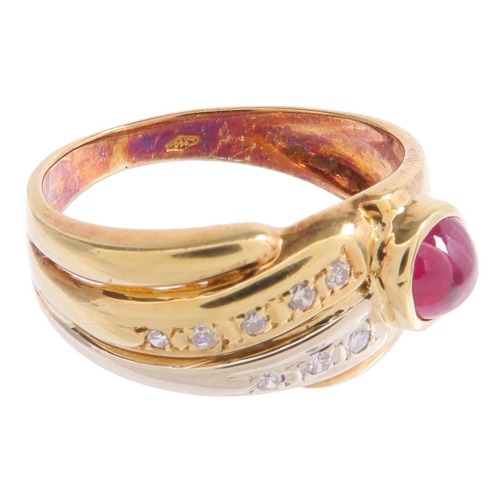 JEWELRY 18K黃金/白金Ruby Diamond Ring紅寶石/鑽石戒指US#5.5