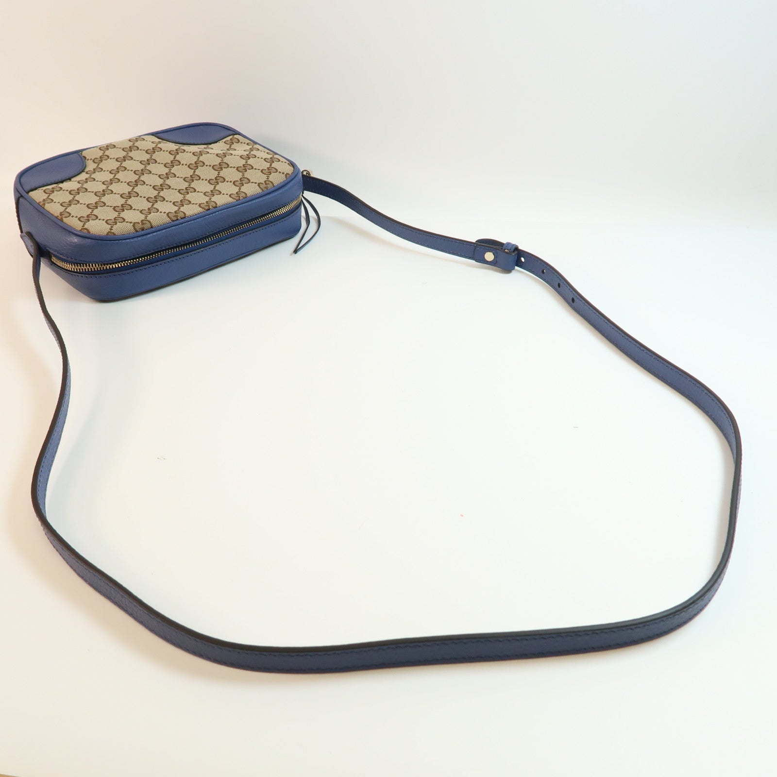 GUCCI GG GHW Shoulder Bag Canvas 449413 Blue