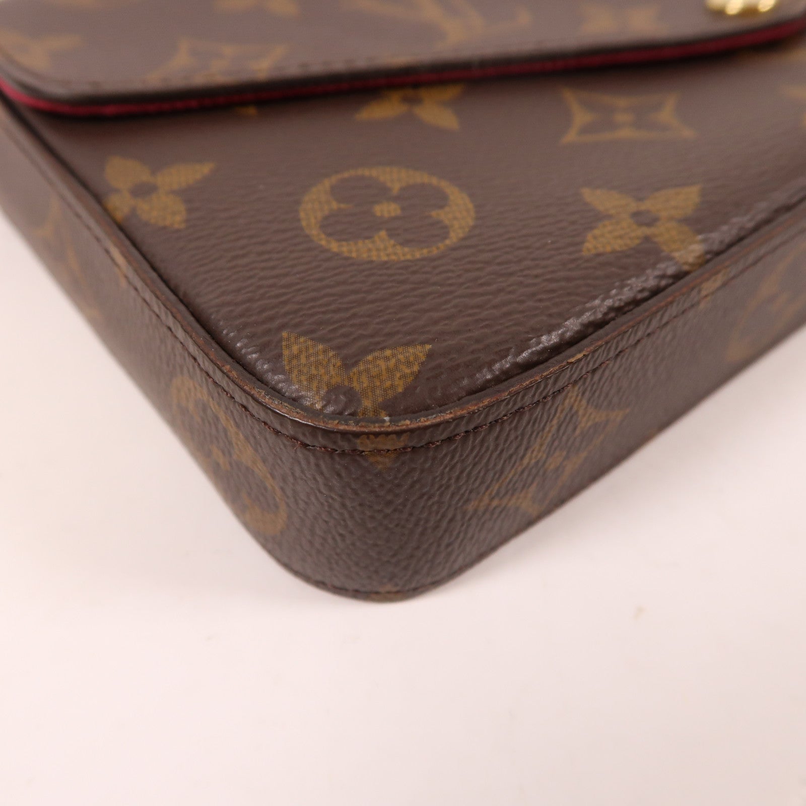 LOUIS VUITTON Monogram Pochette Felicie金扣鏈帶肩背袋棕色