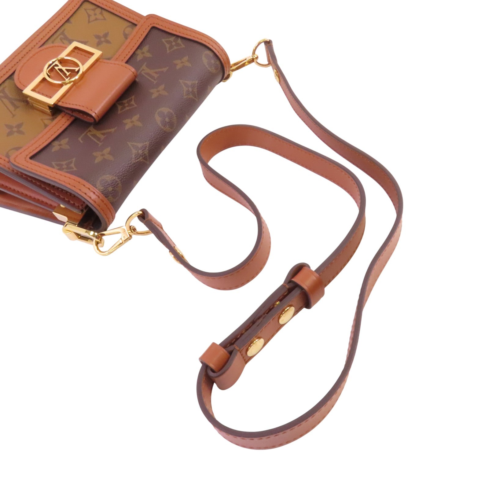 LOUIS VUITTON Monogram Reverse Mini Dauphine金扣肩背袋