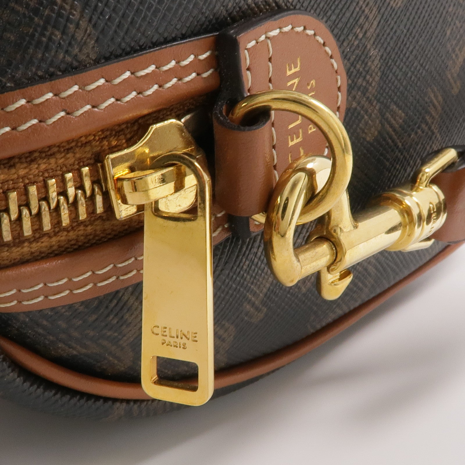CELINE 塗層帆布Boston金扣手挽肩背兩用袋
