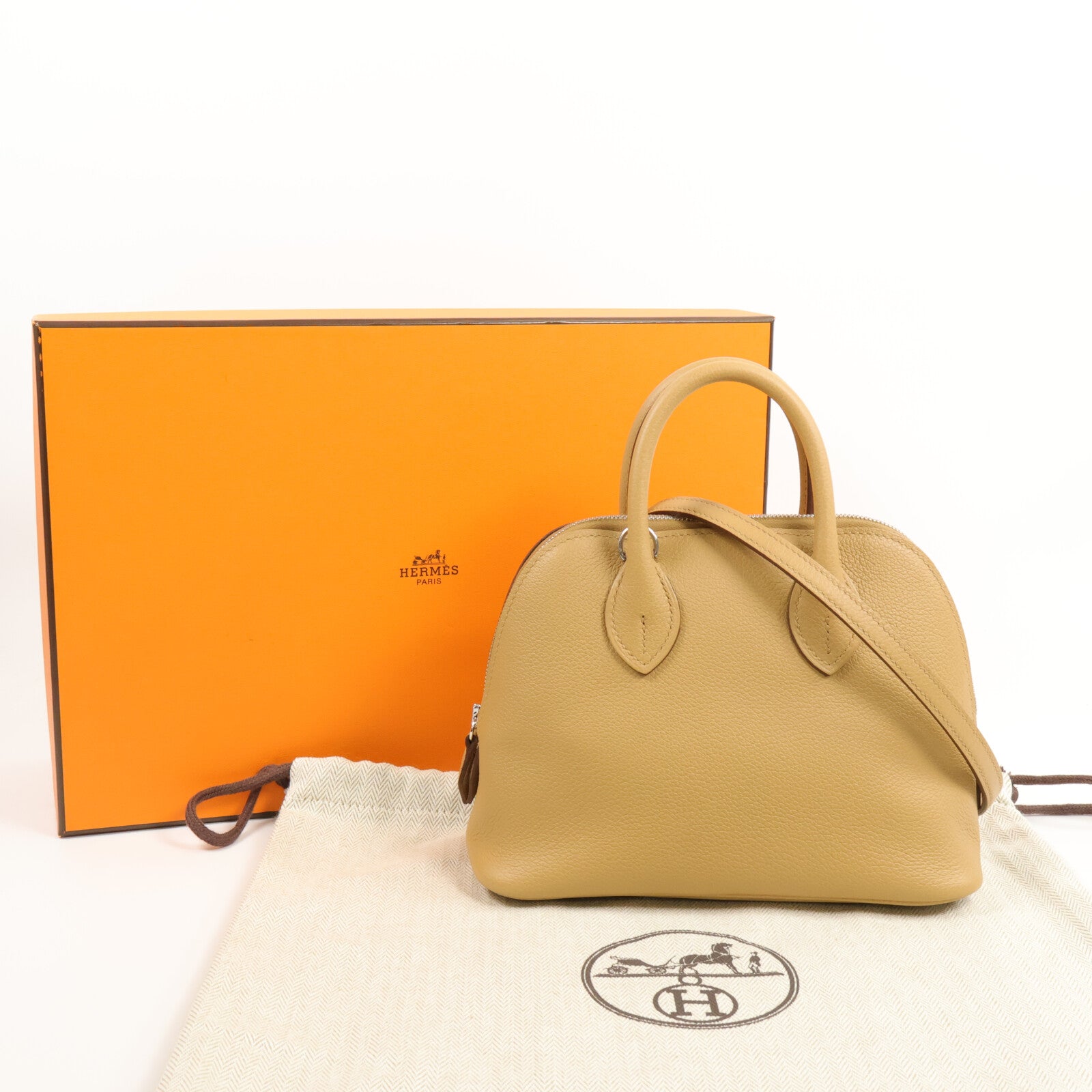 HERMES Evercolor皮革Mini Bolide 1923手挽肩背兩用袋Biscult