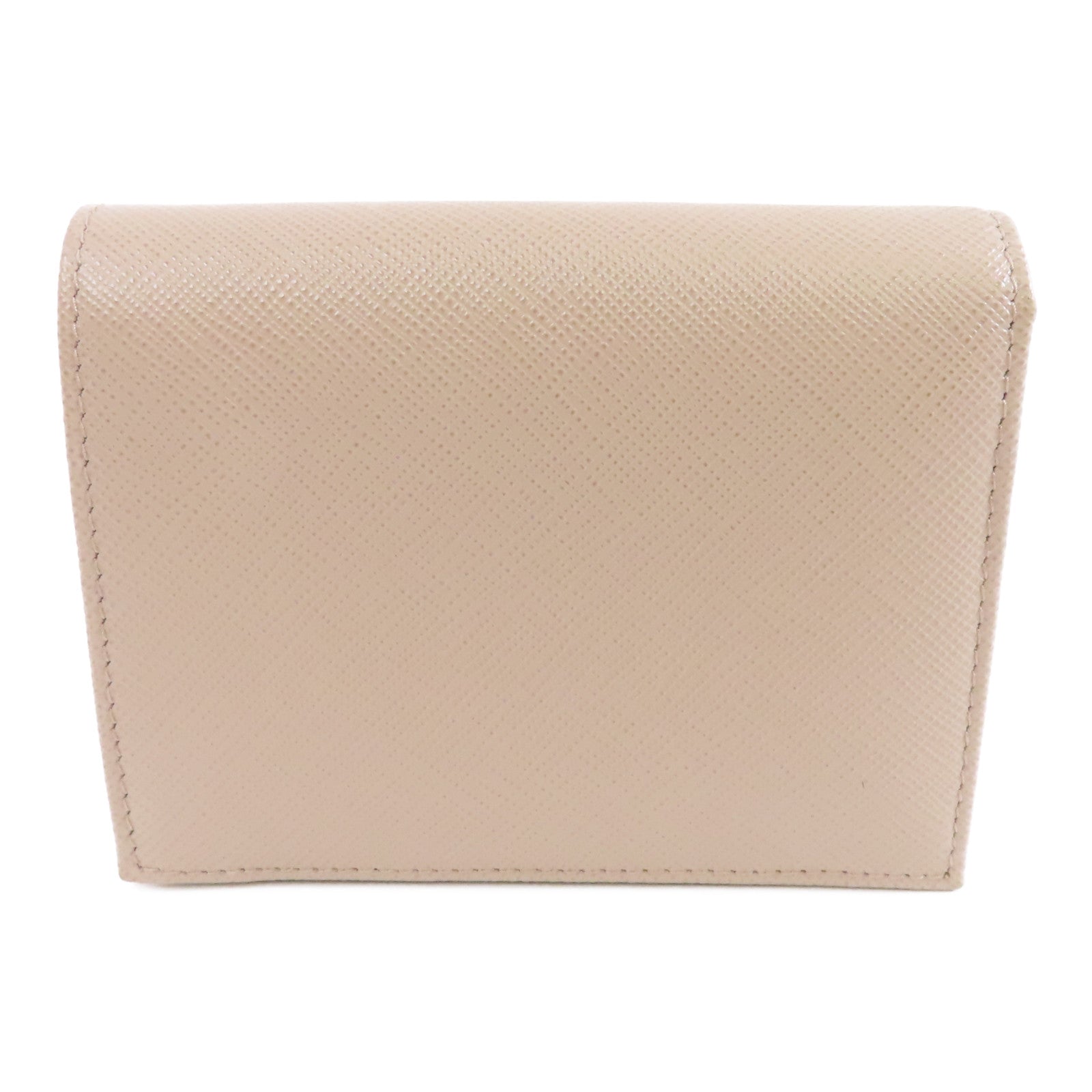 PRADA 牛皮皮革Wallet金扣錢包米色
