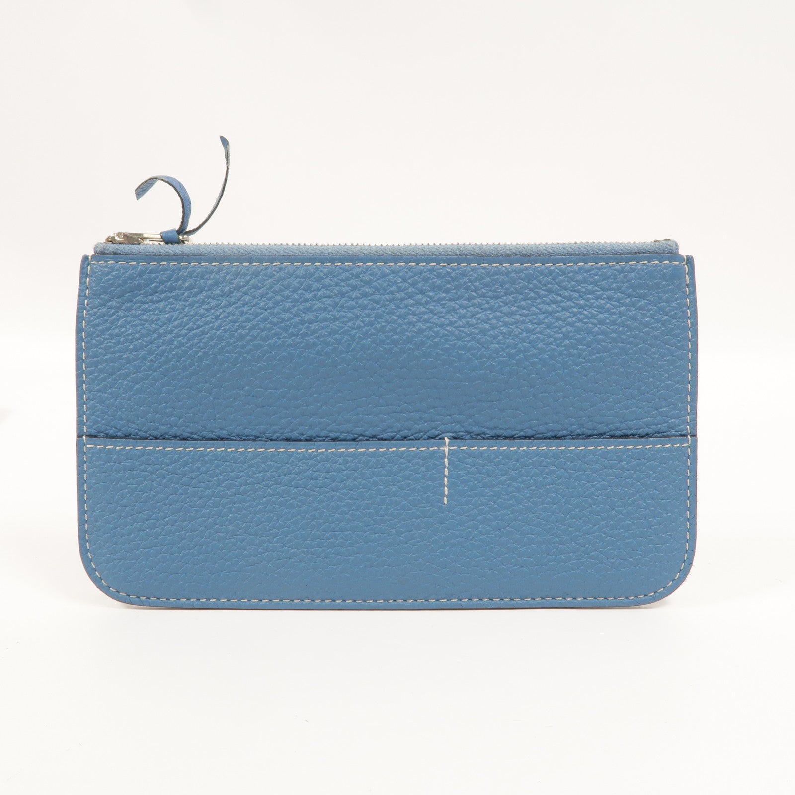 HERMES Clemence皮革Dogon GM長錢包Bleu Jean
