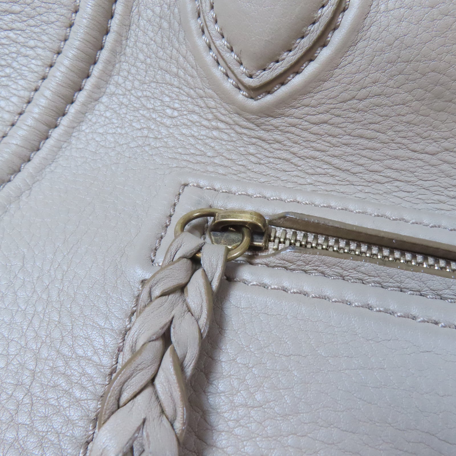 CELINE 牛皮皮革Nano Luggage Bag金扣肩背袋杏色