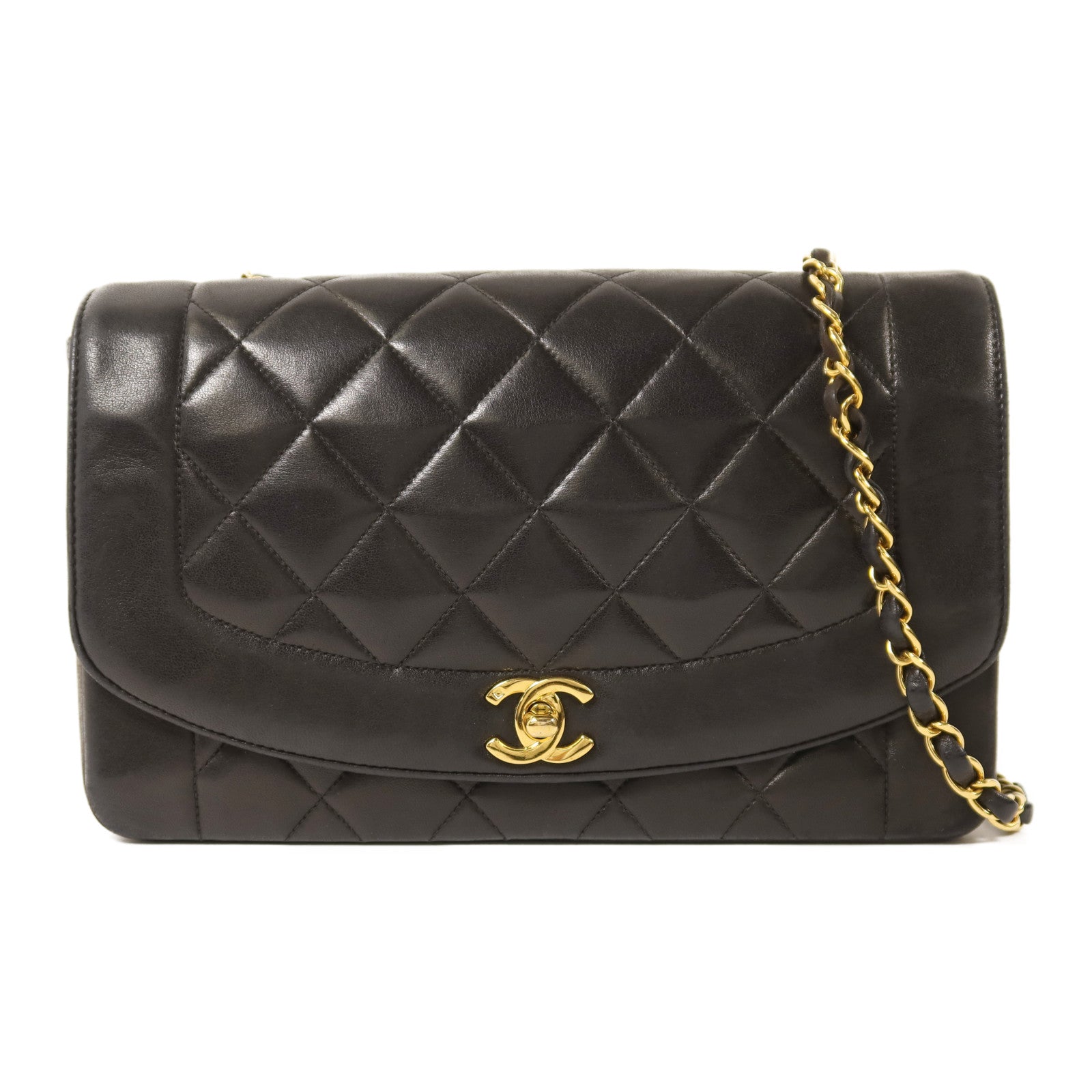 CHANEL 羊皮皮革Diana金扣鏈帶肩背袋