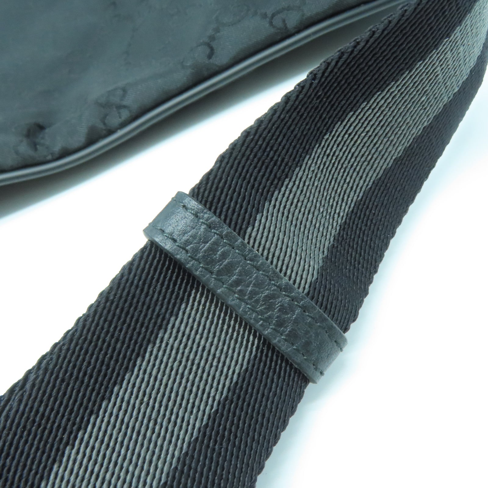 GUCCI 尼龍Shoulder Bag銀扣肩背袋黑色