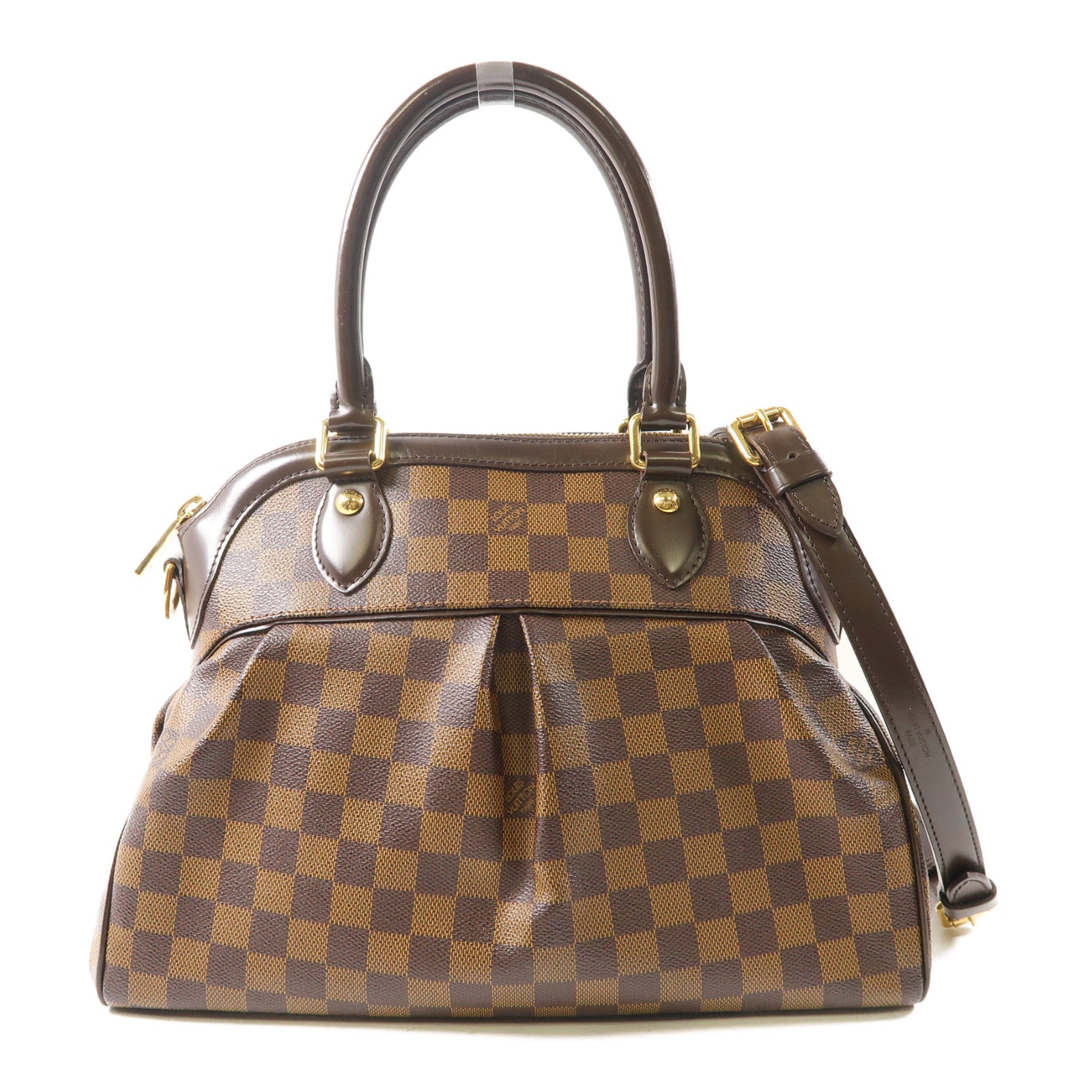 LOUIS VUITTON Damier Ebene Trevi PM金扣手挽肩背兩用袋啡色