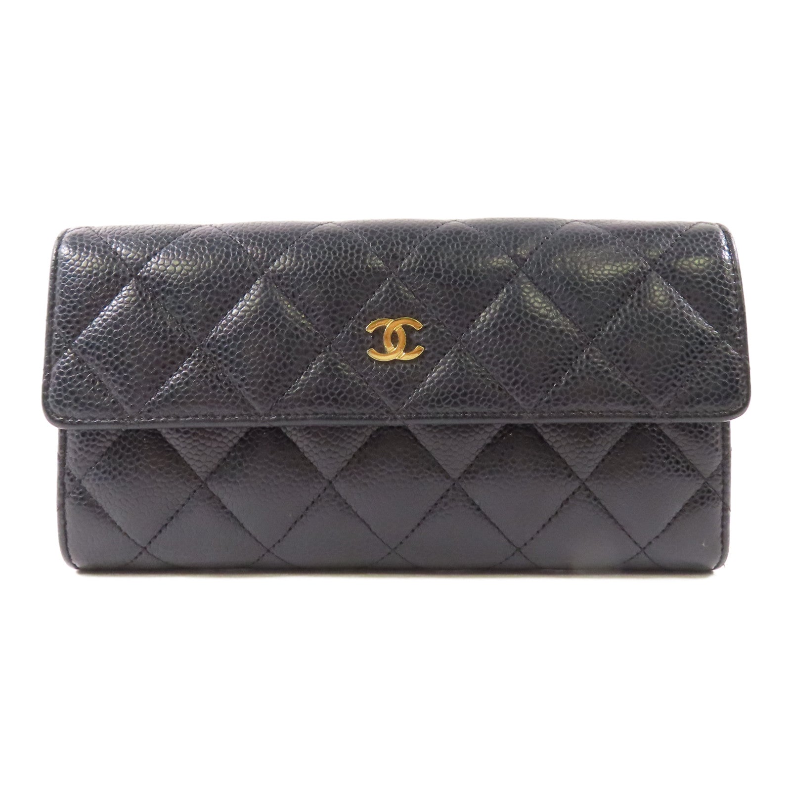 CHANEL 牛皮皮革Long Wallet金扣長錢包